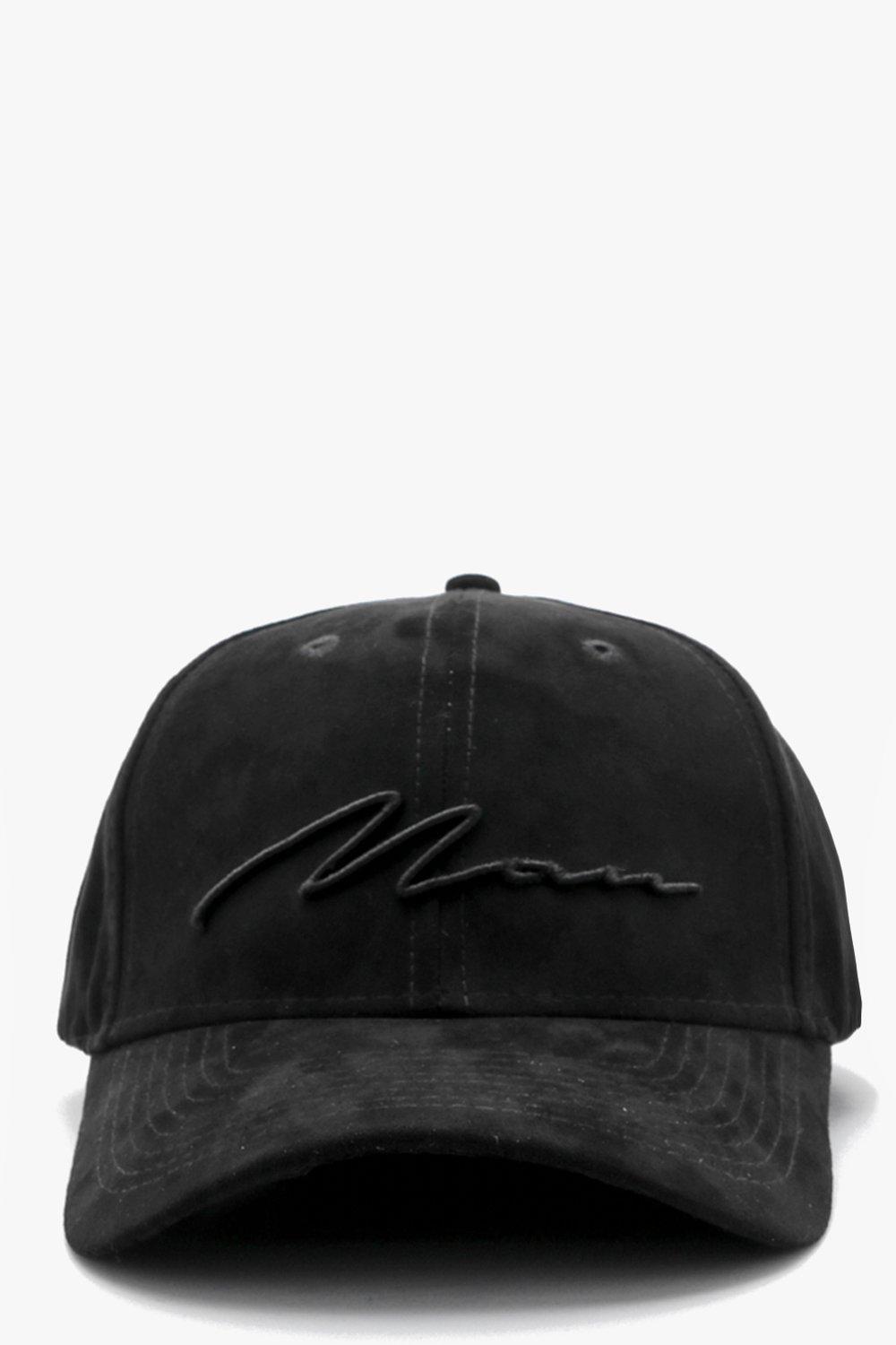 BoohooMAN 3d Man Script Embroidered Suede Cap in Black for Men - Lyst