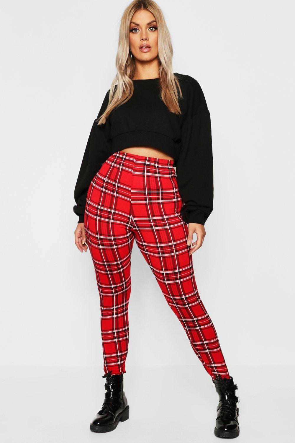 plus size tartan trousers