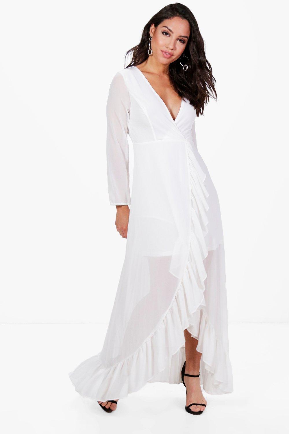 frill wrap maxi dress