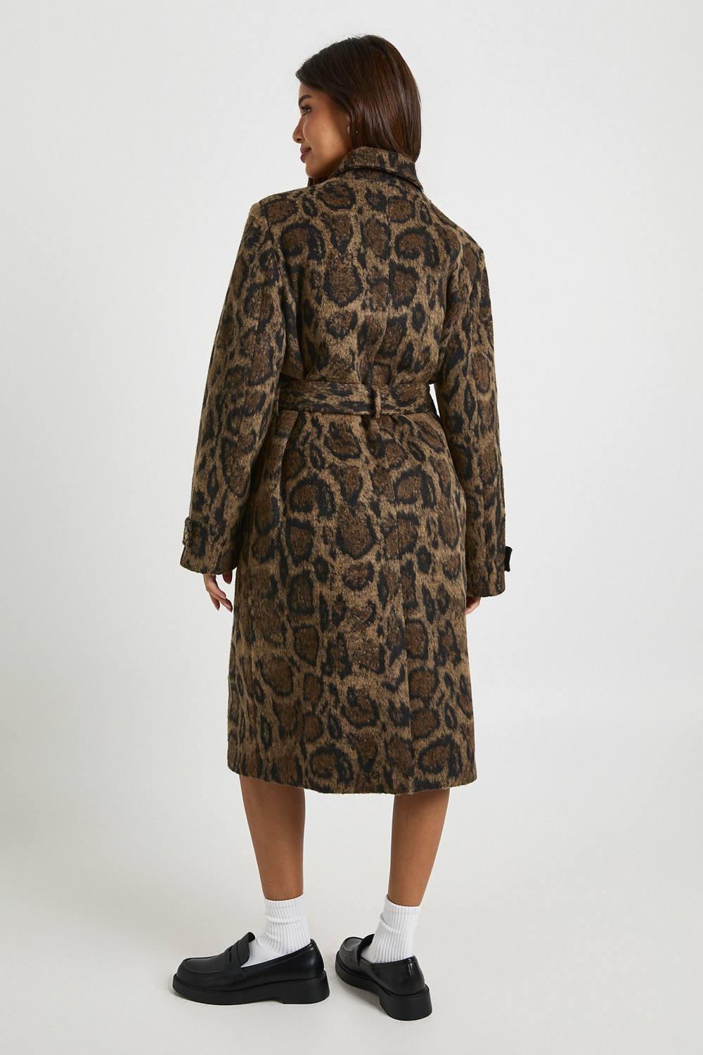 Boohoo Leopard Wool Coat Boohoo Long Coats And Winter Coats For - Main Image