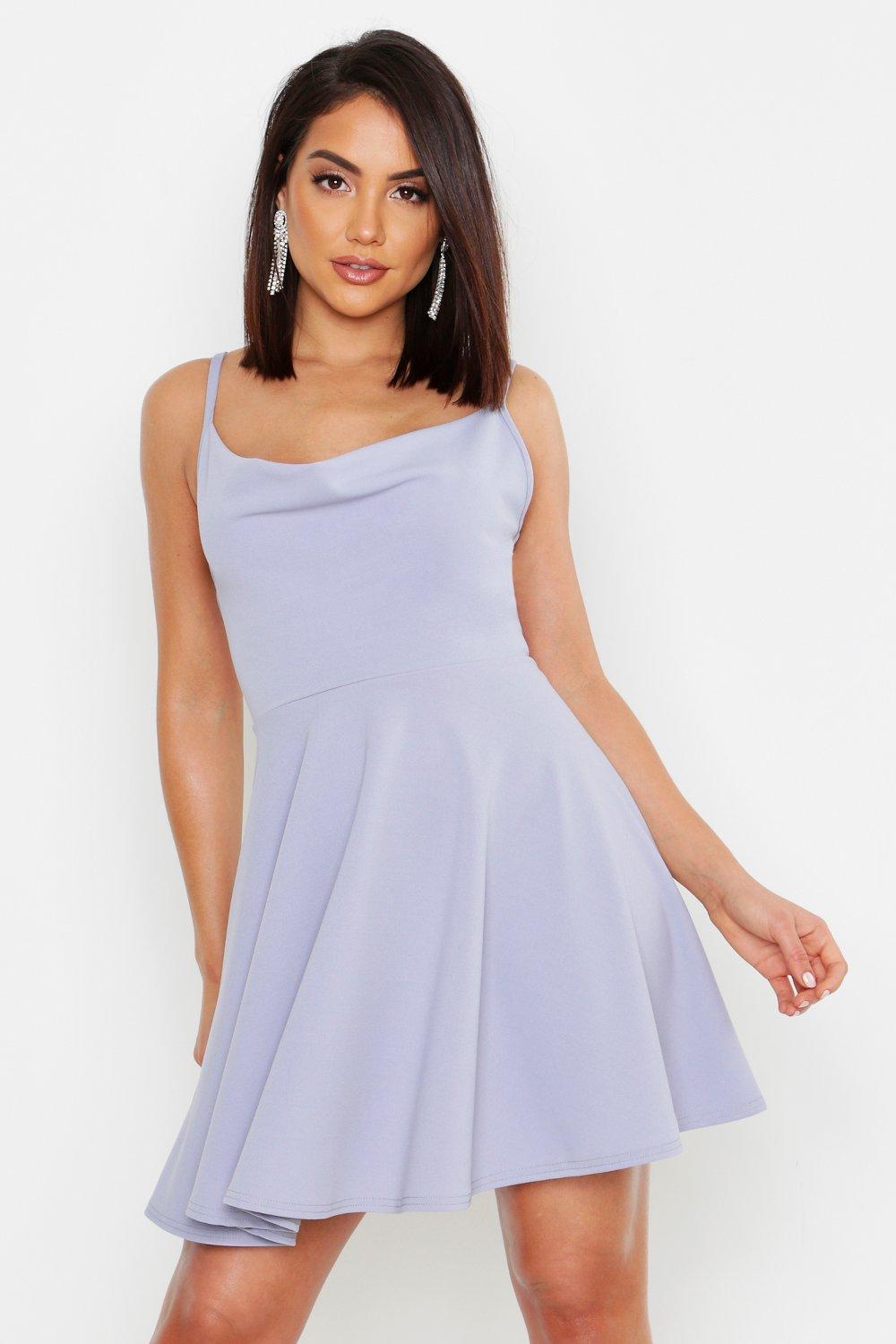 cowl neck skater dress