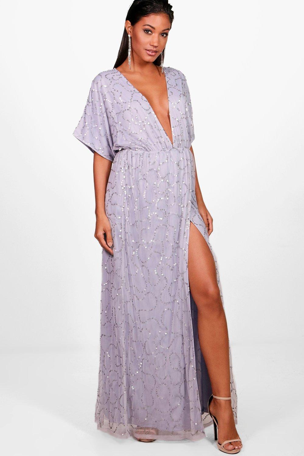 boutique sequin plunge maxi dress