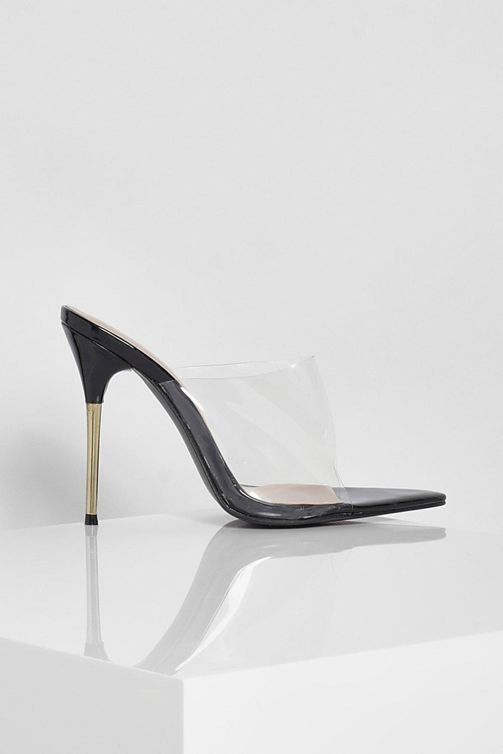 clear mules black