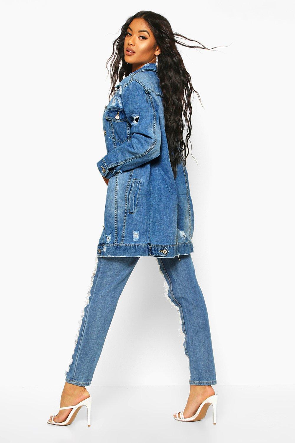 Boohoo Denim Longline Distressed Jean 