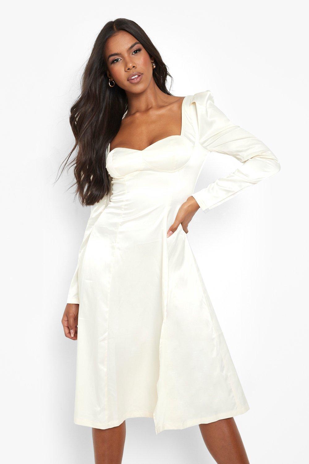 satin split midi dress