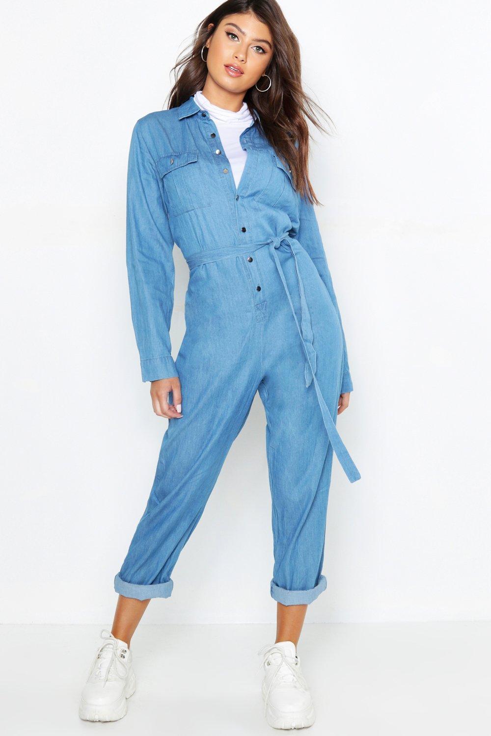 boohoo denim boiler suit