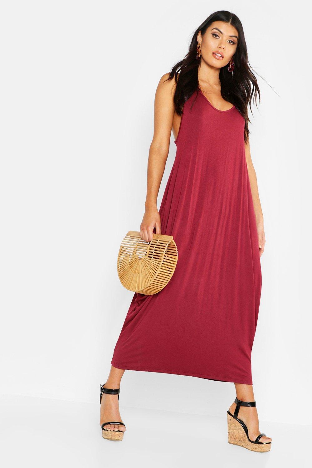 racer back ruched maxi dress