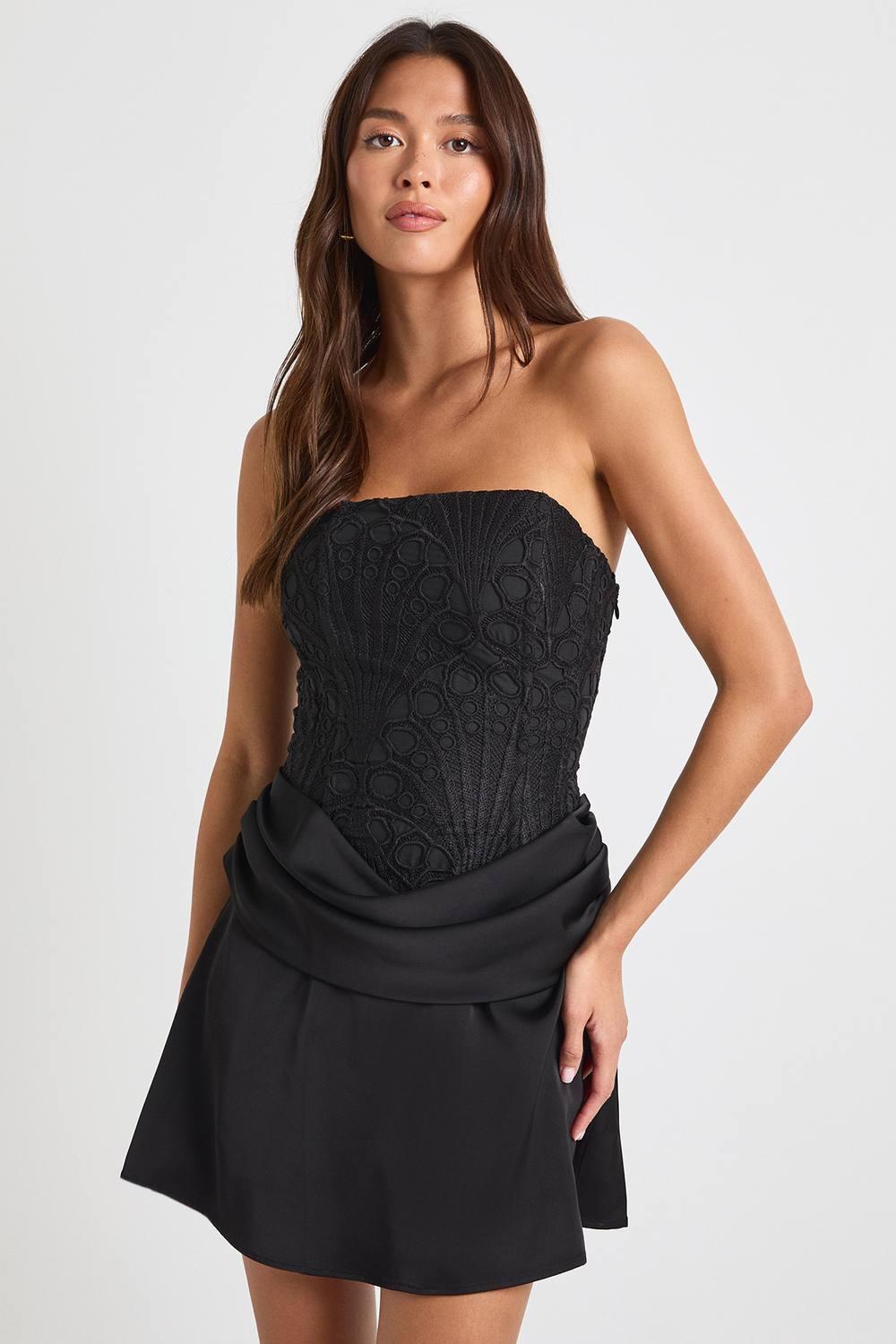 black corset dress lace ANNA – The Bunnies Store Dusty Rose Bridesmaid Dress Style:Print Dresses Color:Lavender/Navy Corset waist