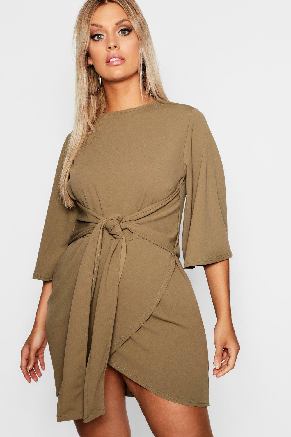 boohoo green wrap dress