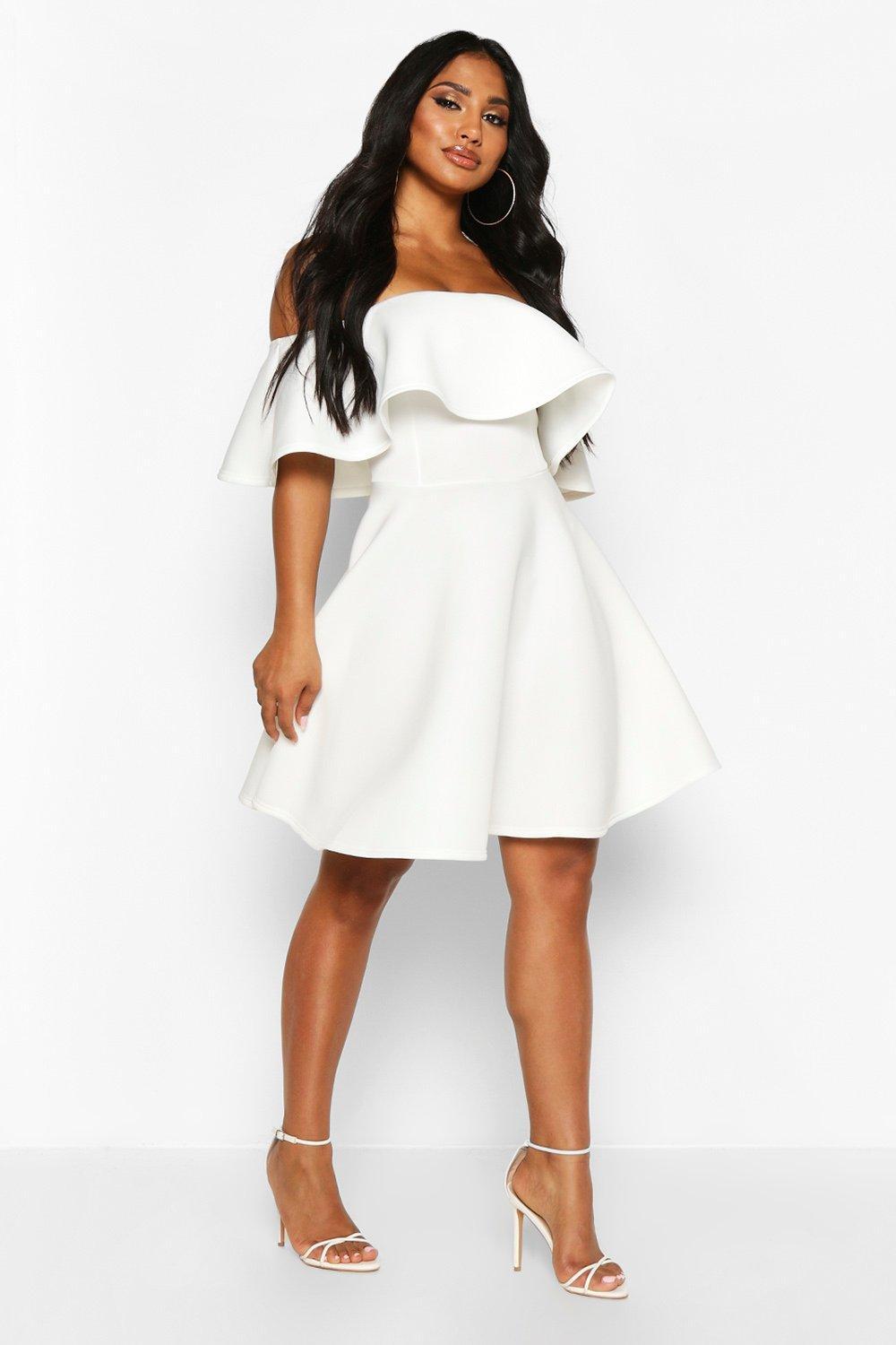 Off the shoulder scuba skater dress Clearance