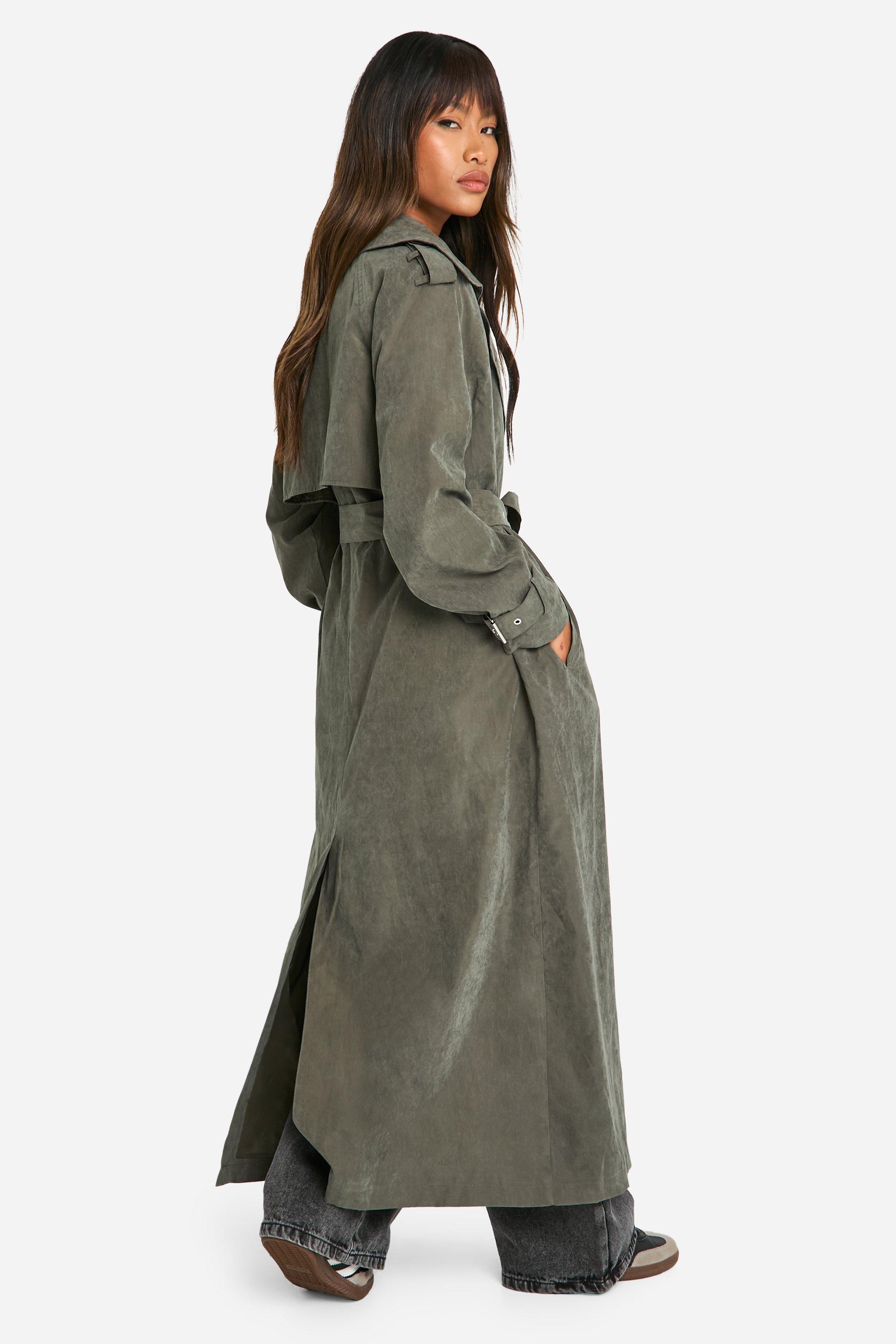 Black denim trench coat top