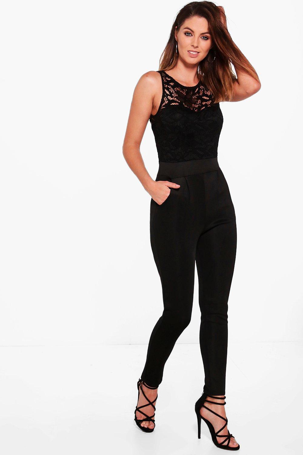 black jumpsuit skinny leg