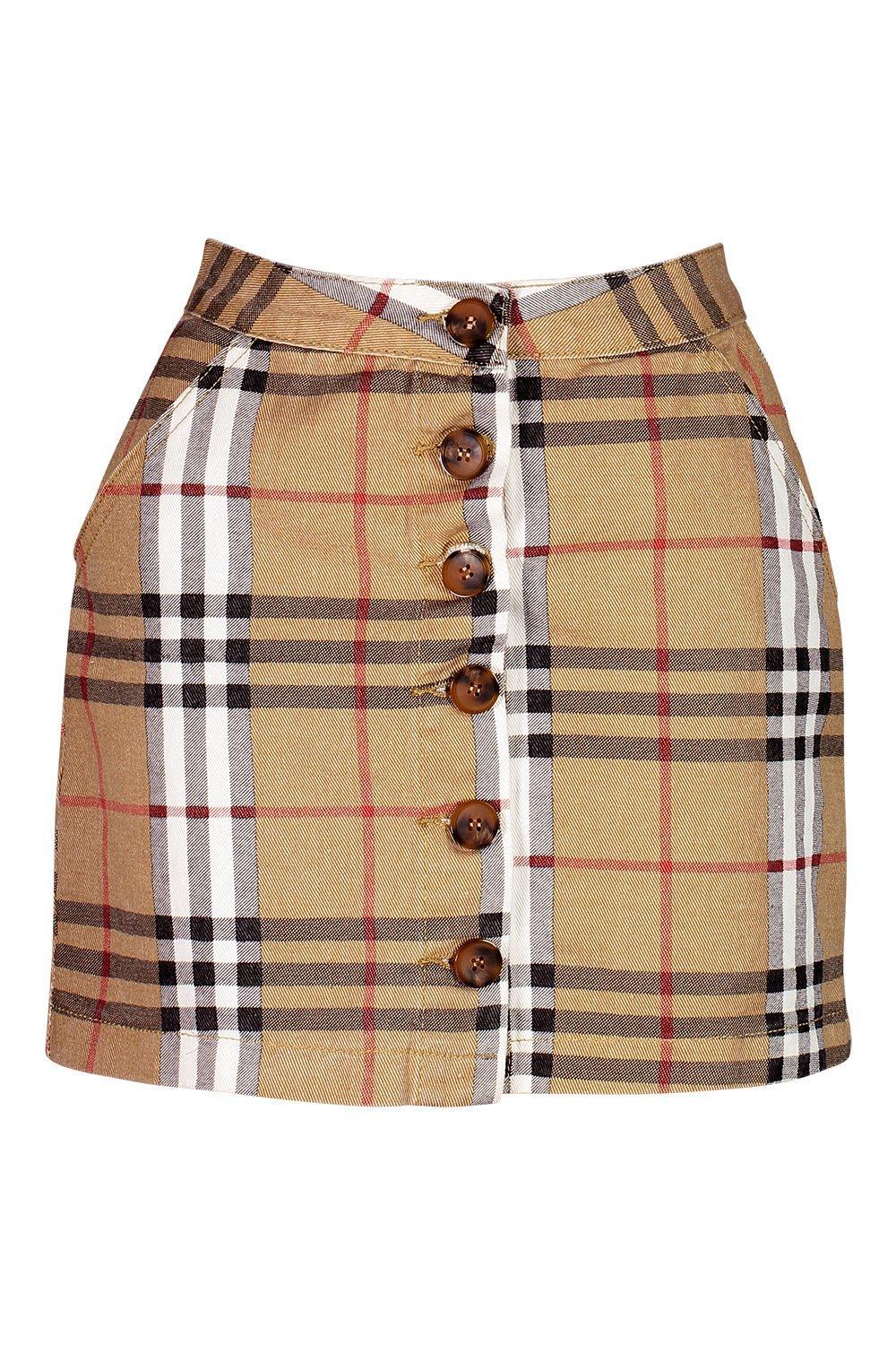 stone check denim skirt