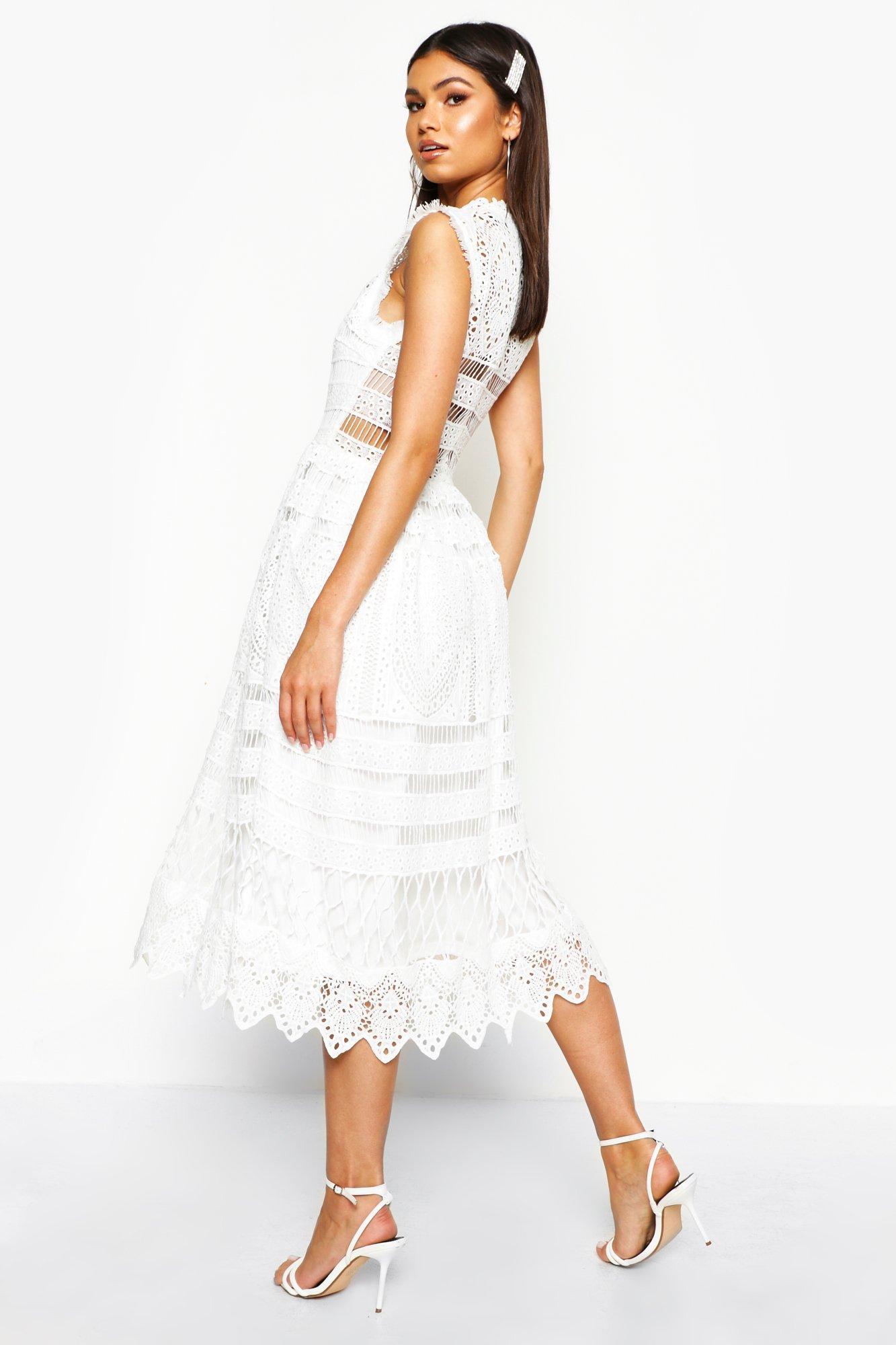 boutique lace midi skater dress