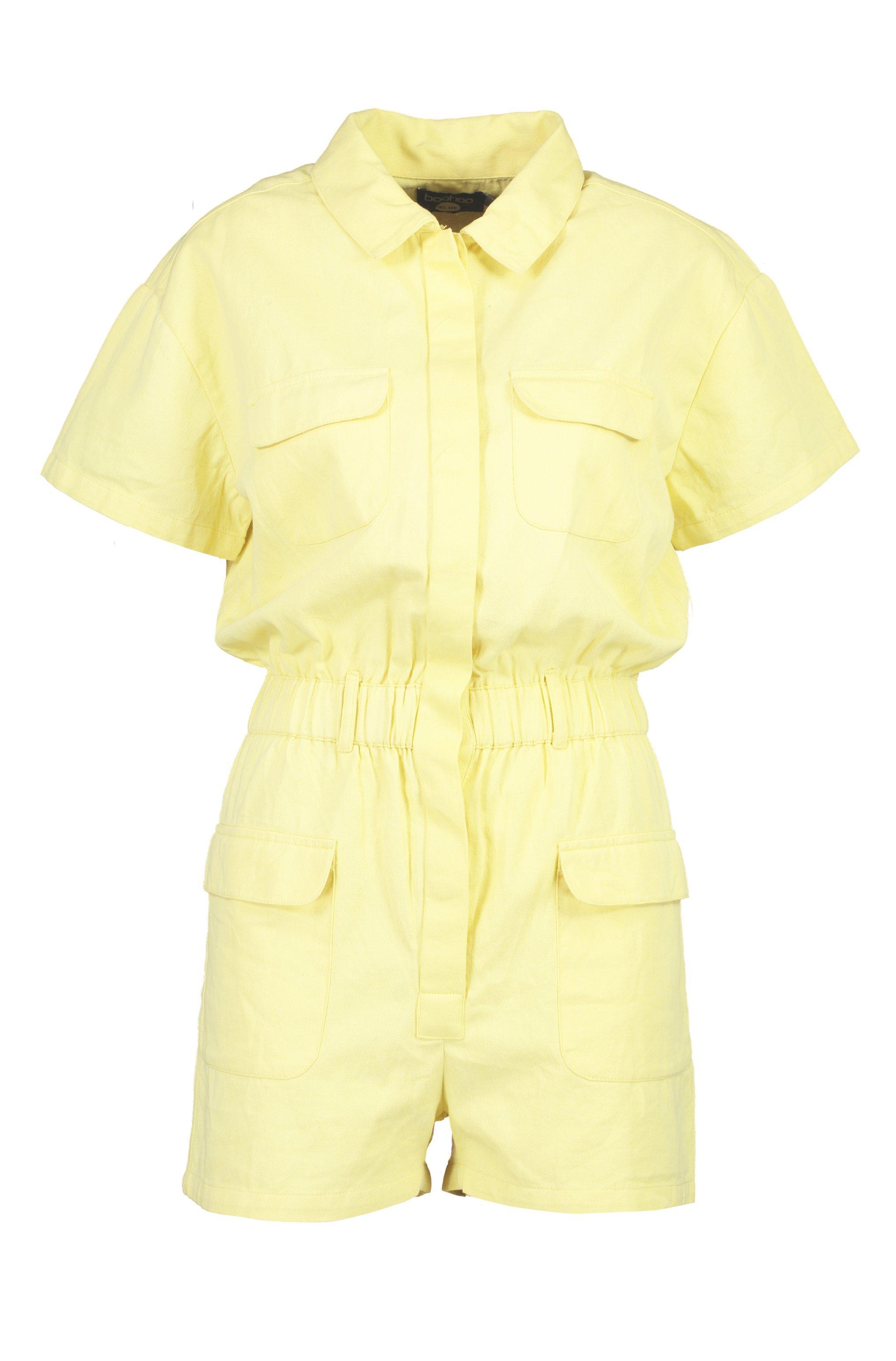 yellow denim playsuit