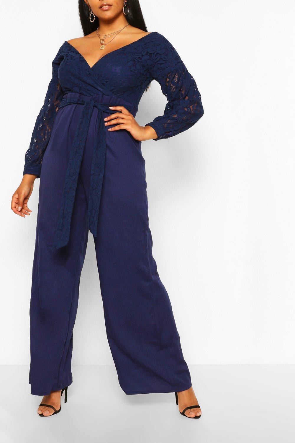 navy blue formal jumpsuit plus size