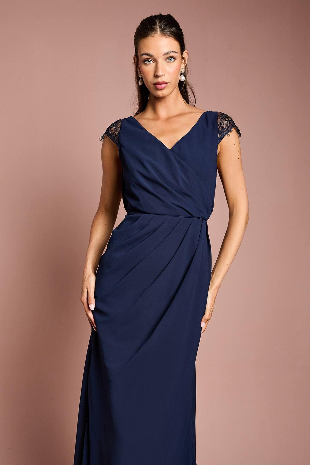 Coast Georgette And Lace Detail Wrap Effect Maxi Bridesmaid Dress in Blue | Lyst Coast Georgette And Lace Detail Wrap Effect Maxi Bridesmaid Dress in Blue | Lyst