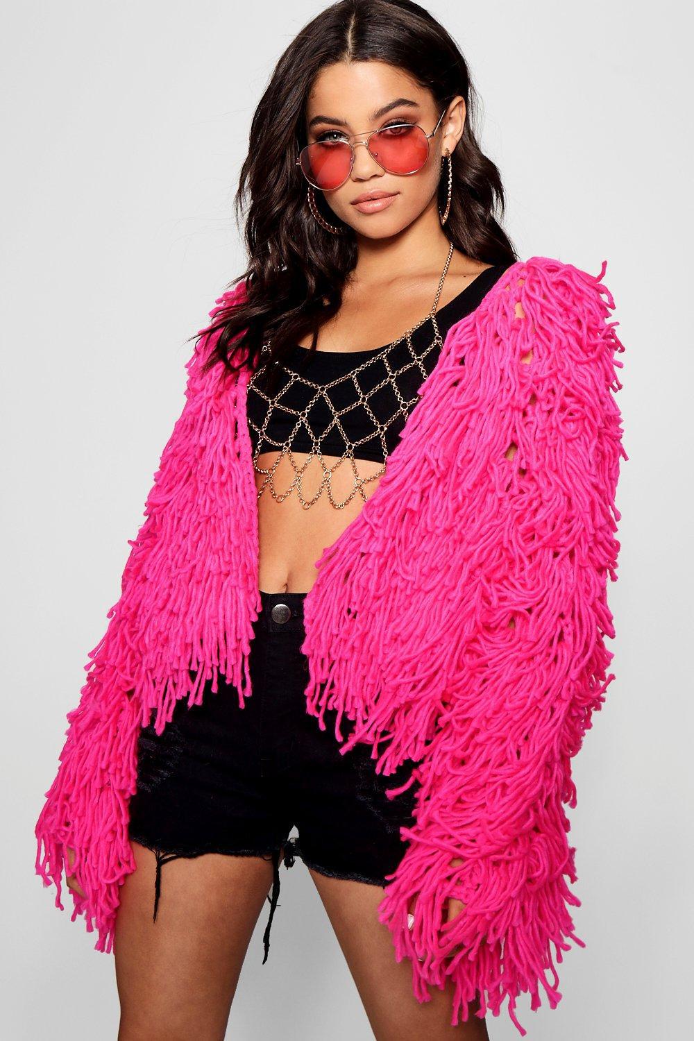 shaggy knitted cardigan