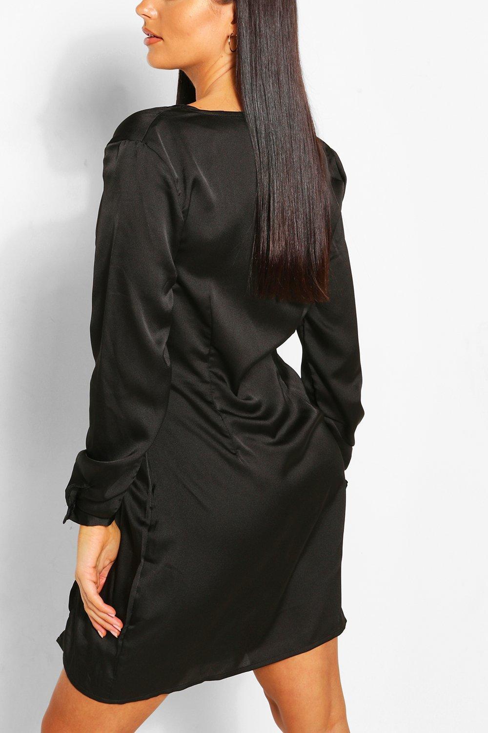 satin twist knot detail dress