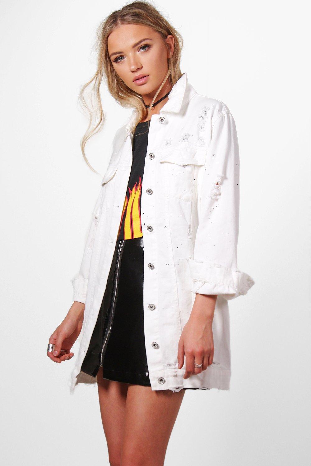 white longline denim jacket