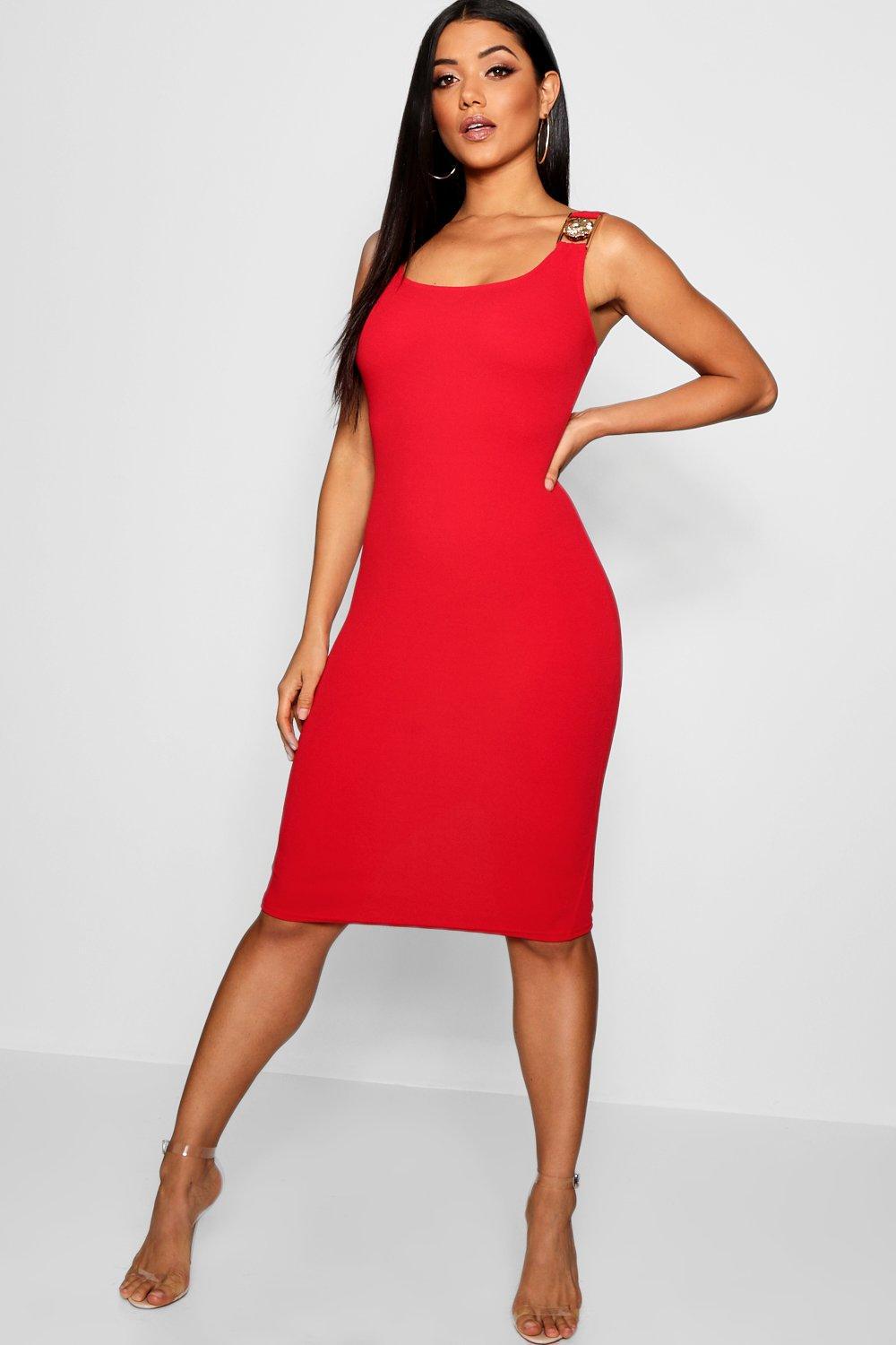 boohoo lion emblem midi dress