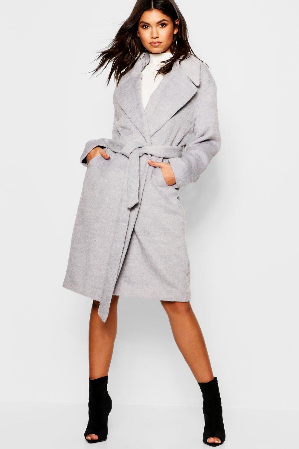 grey wool look coat