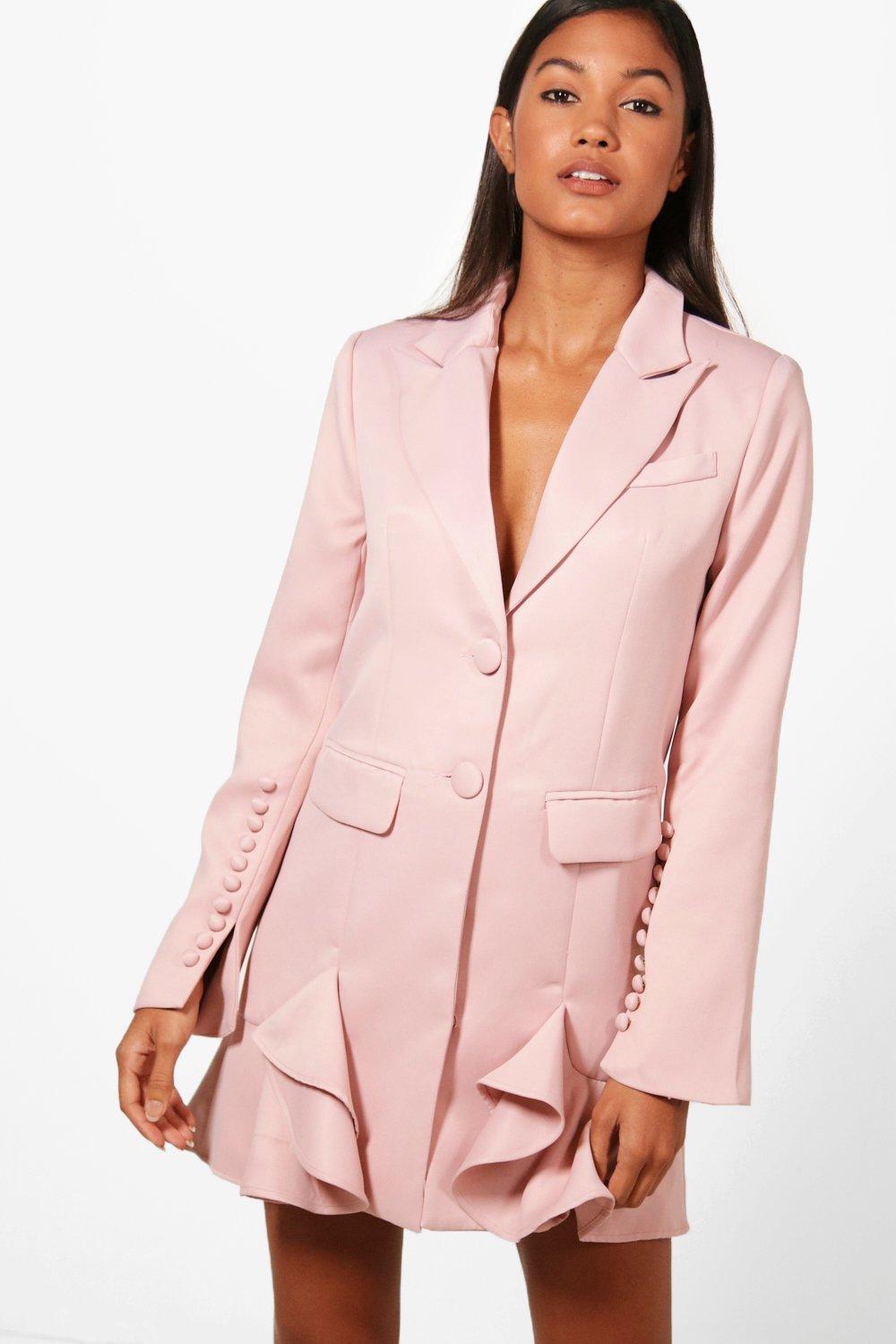 blush pink blazer dress