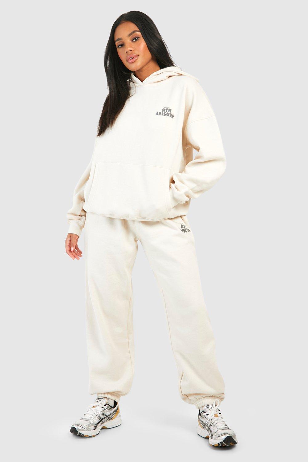 Boohoo Athleisure Puff Print Slogan Hooded Tracksuit in Natural Lyst