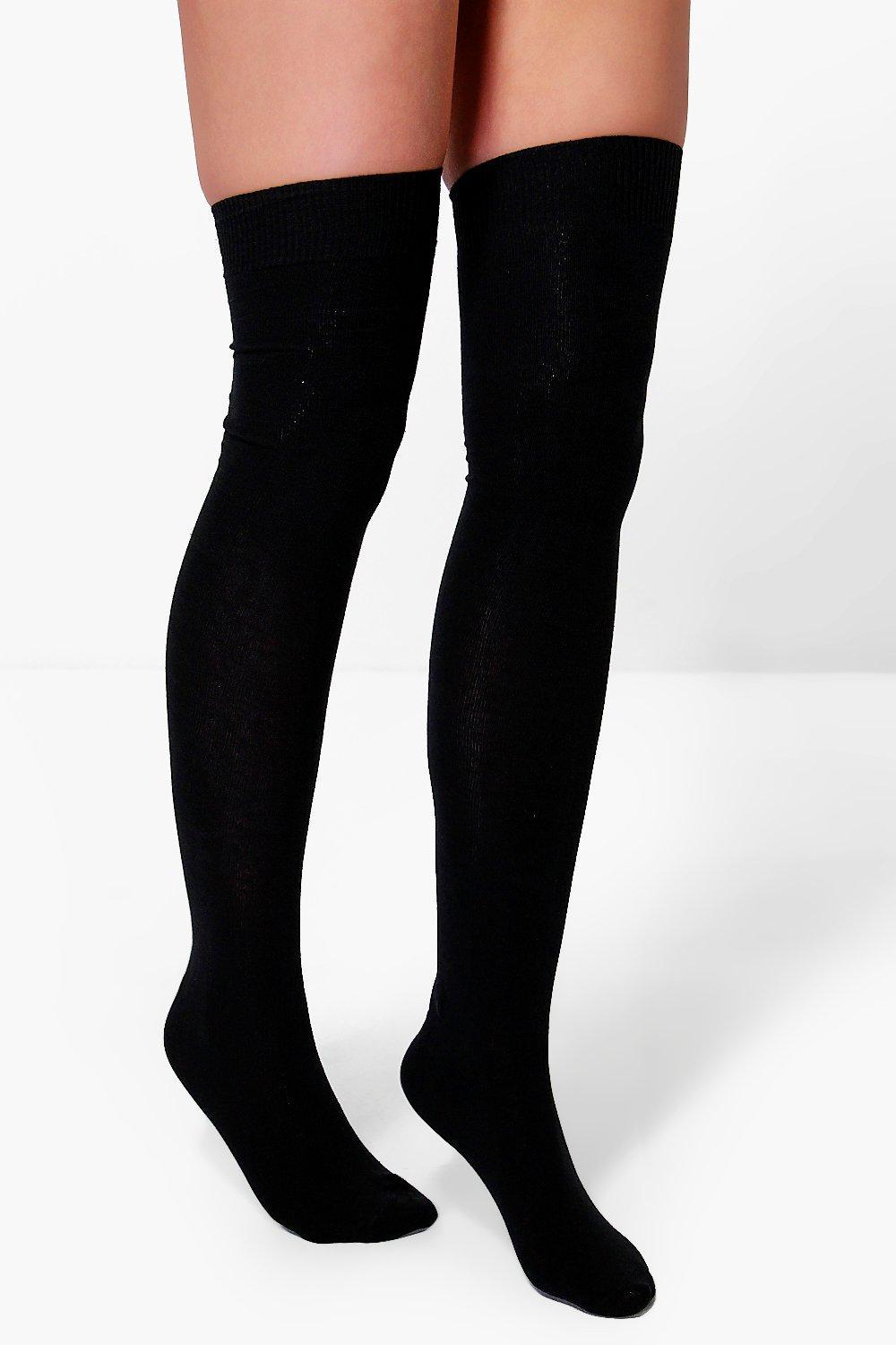 Boohoo Cotton Womens Over The Knee Socks 3 Pack in Black Save 50 Lyst