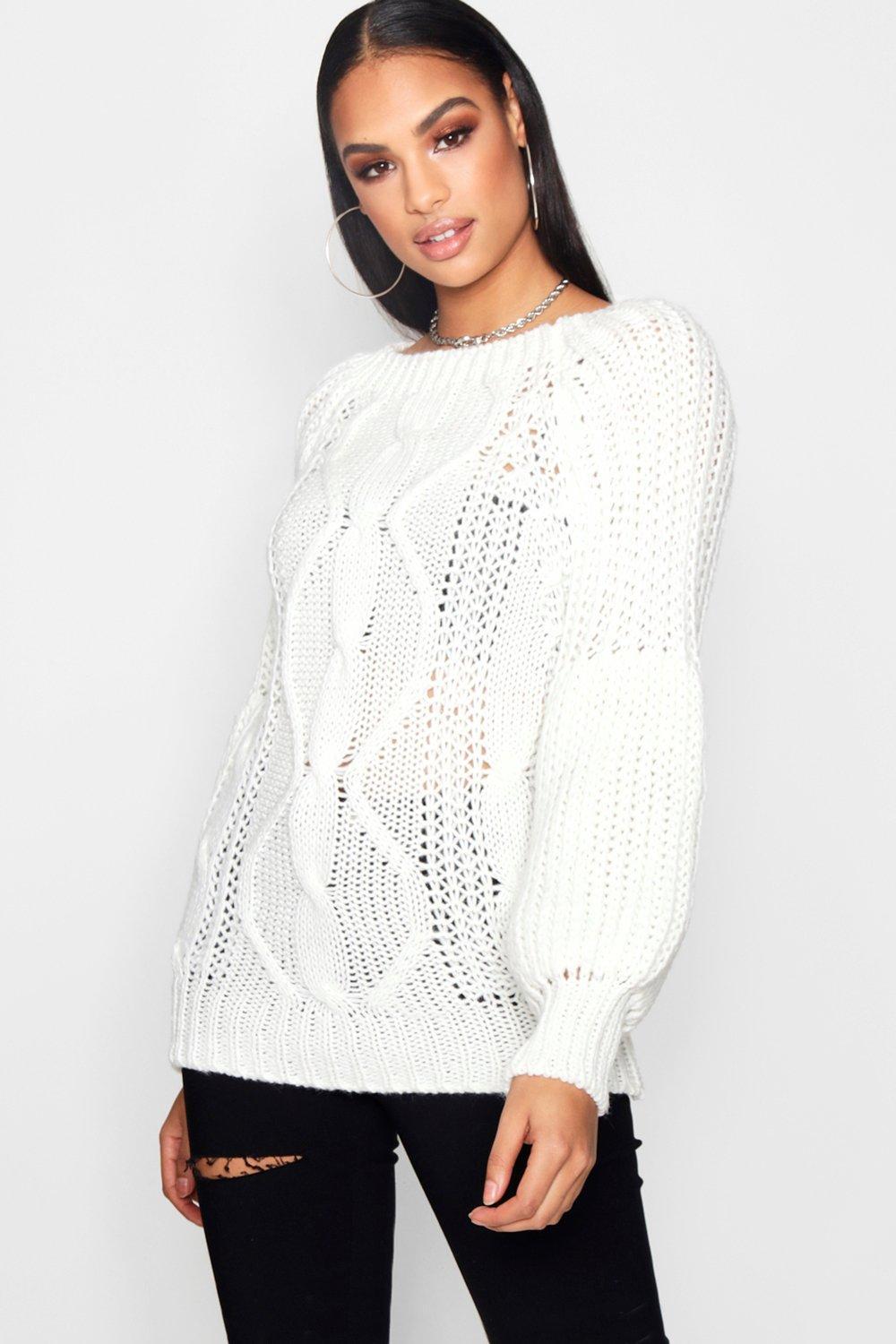 white balloon sleeve jumper