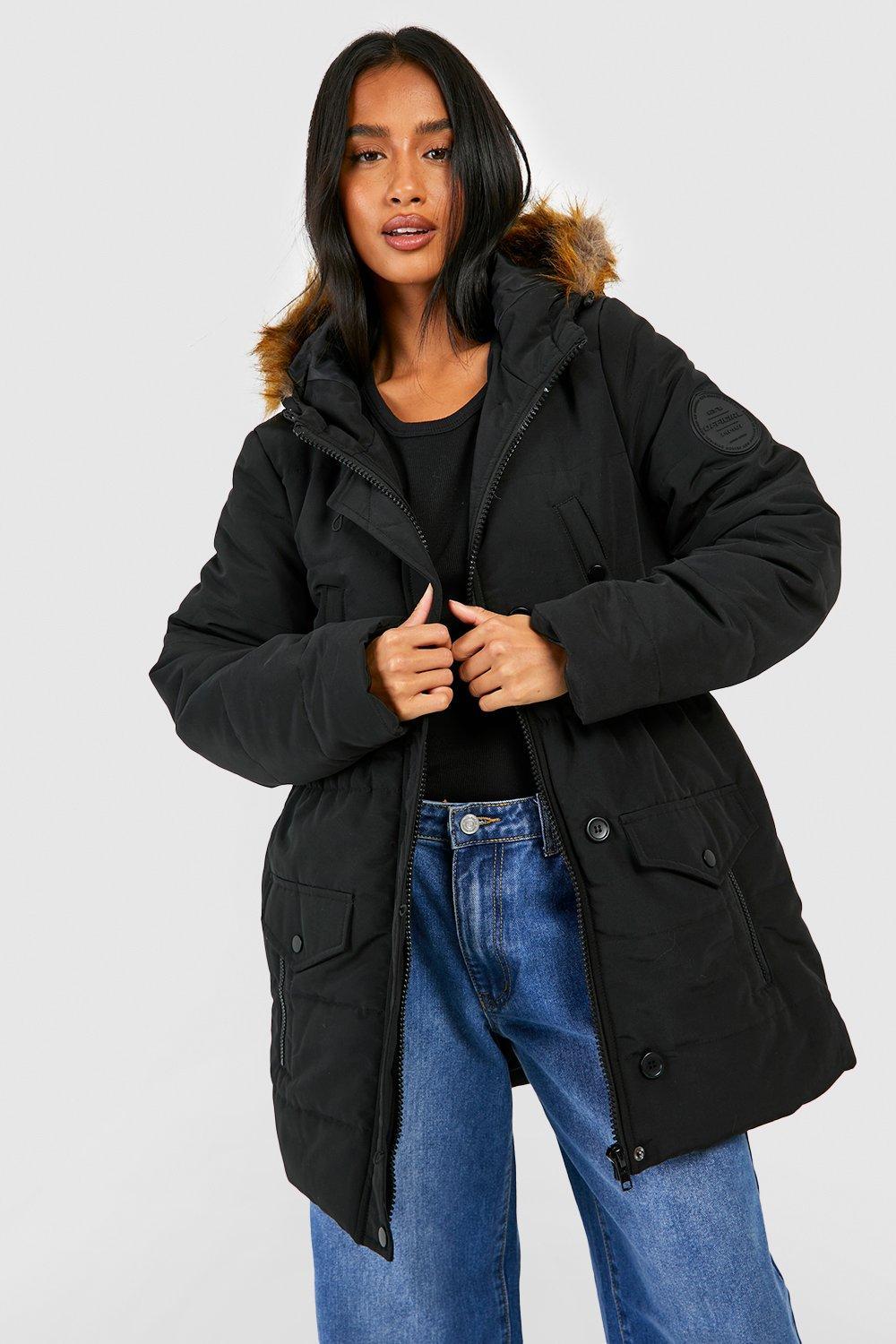 Boohoo Petite Luxe Mountaineering Parka Coat in Blue Lyst