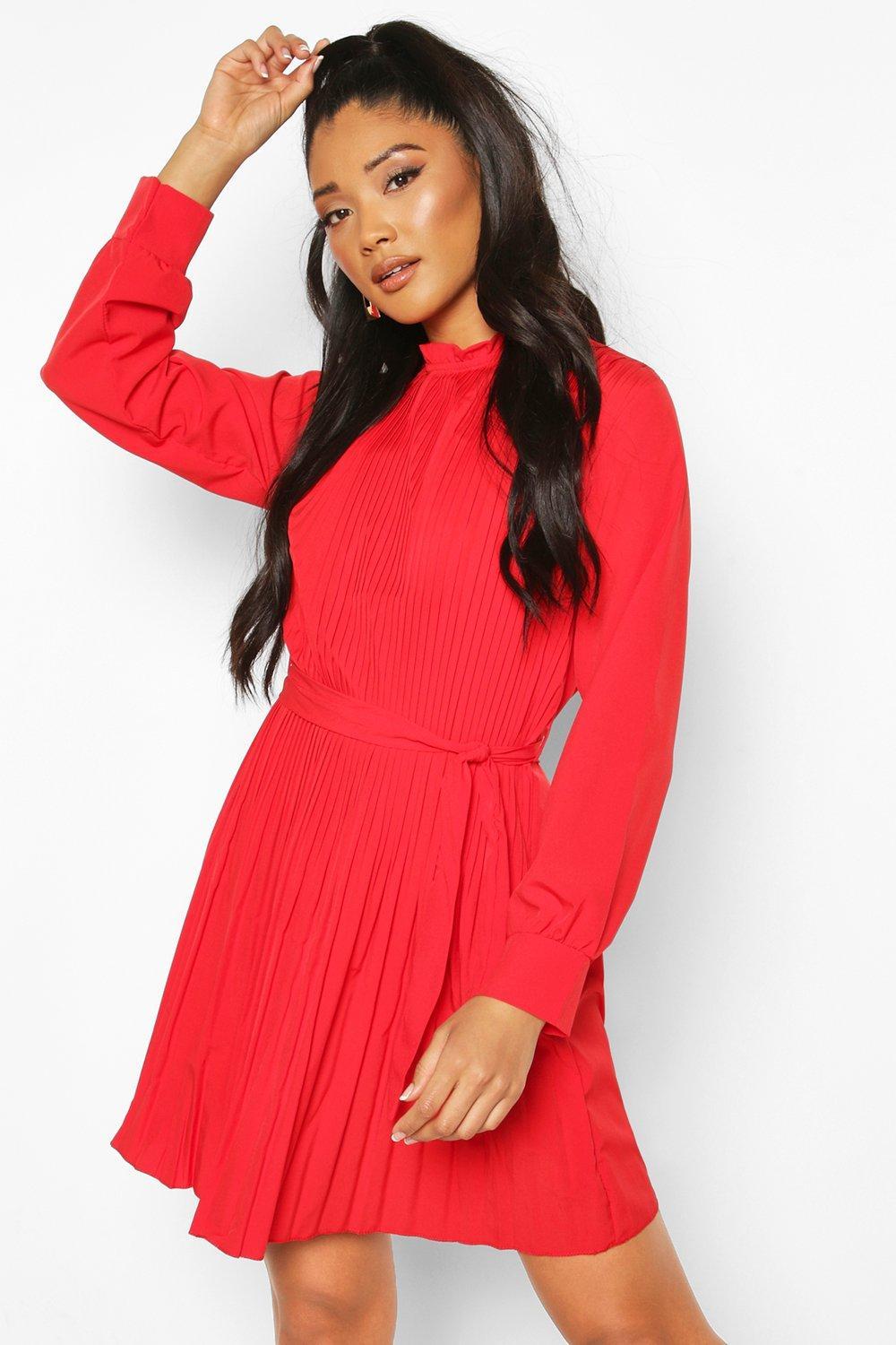 boohoo red dress sale