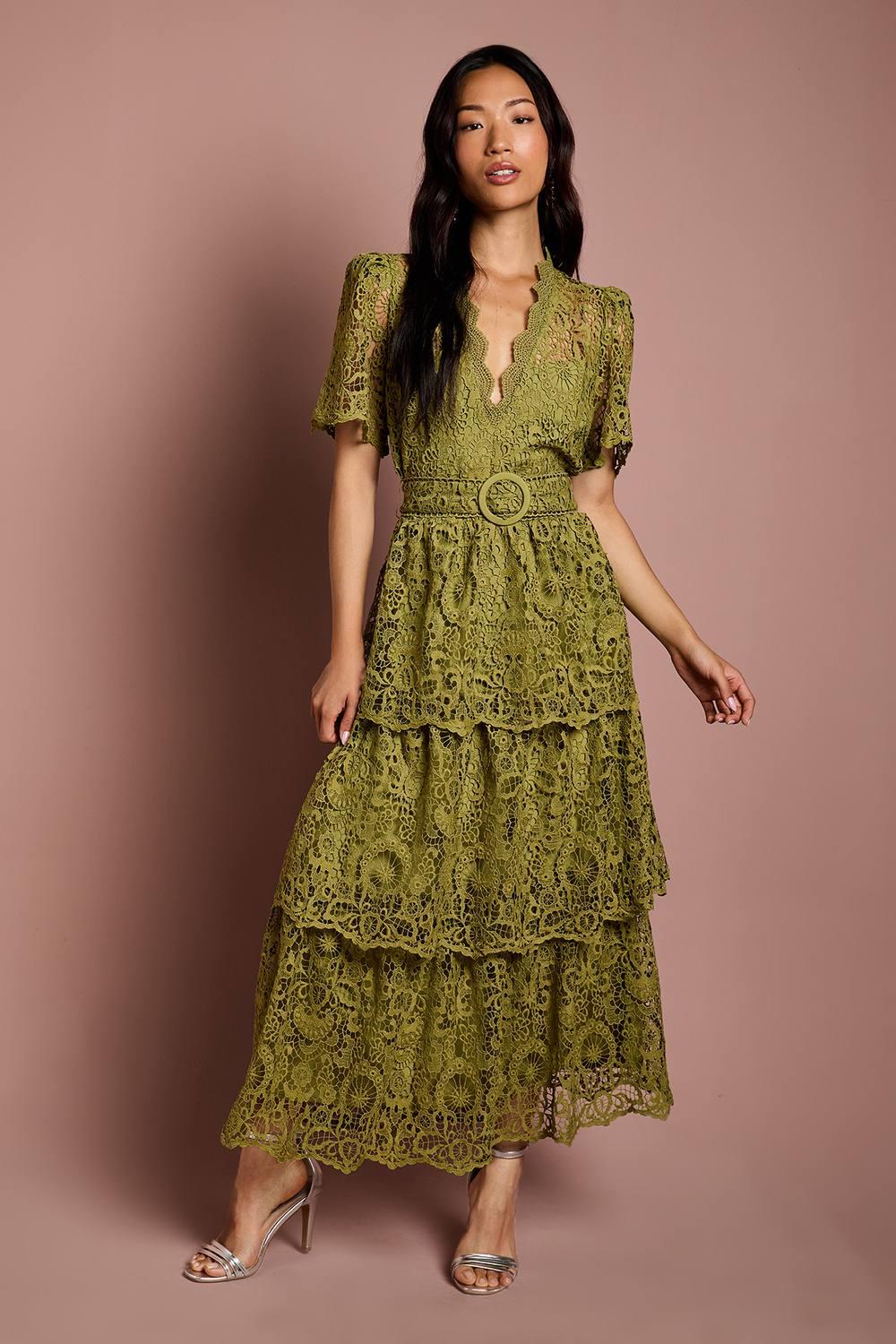 green v neck lace dress Sheath/Column Green Lace V-neck Beaded Long Evening Prom Dresses, Chea –  MarryLover