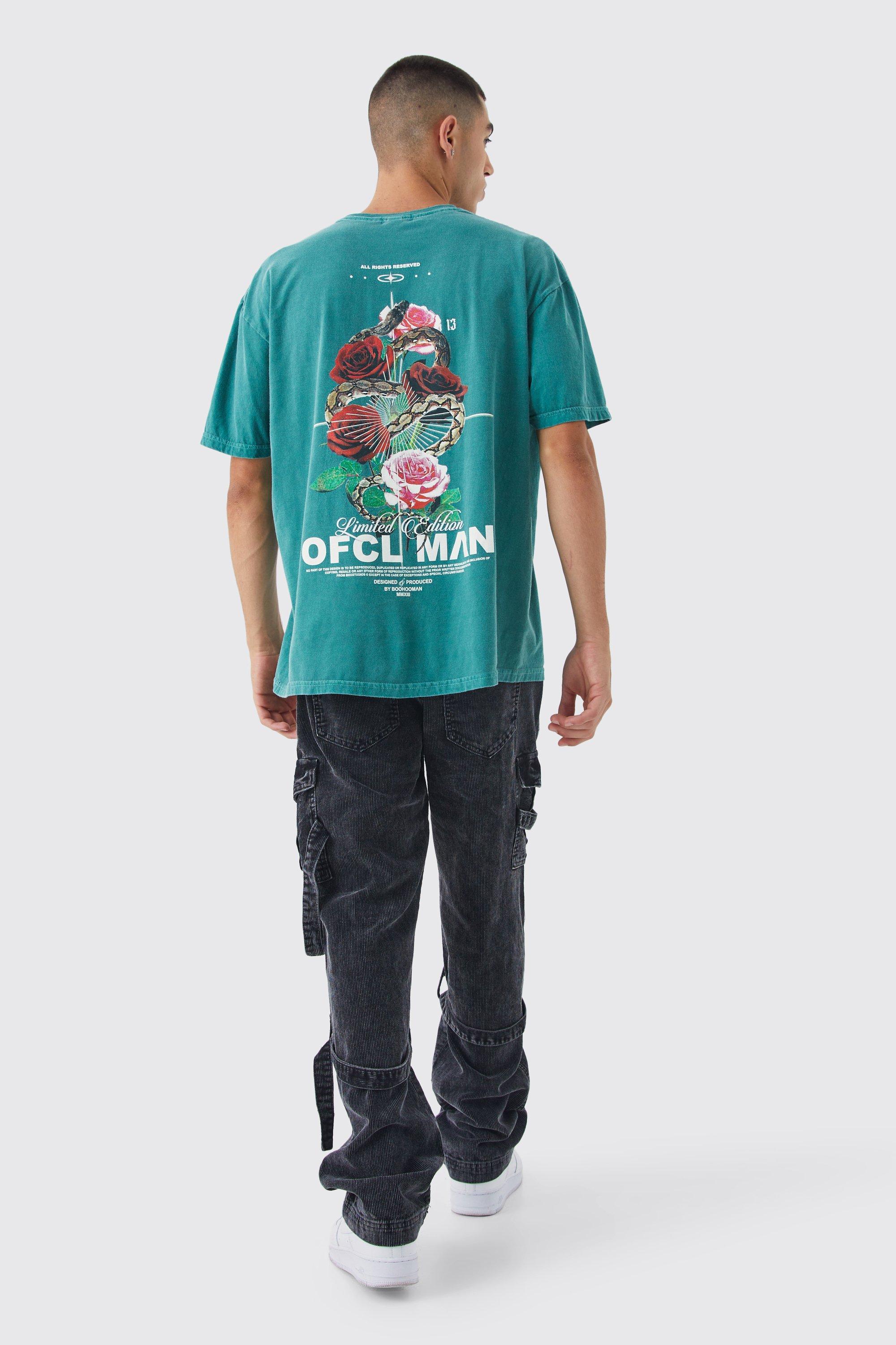 BoohooMAN Oversized Ofcl Snake Wash Graphic T-shirt in Blue for