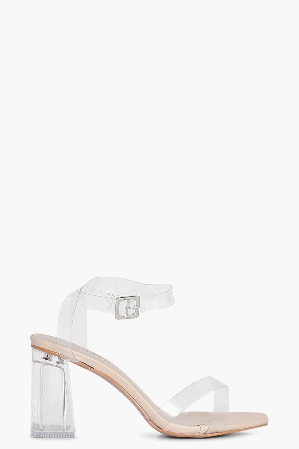 Boohoo Wide Width Clear Two Part Heels 
