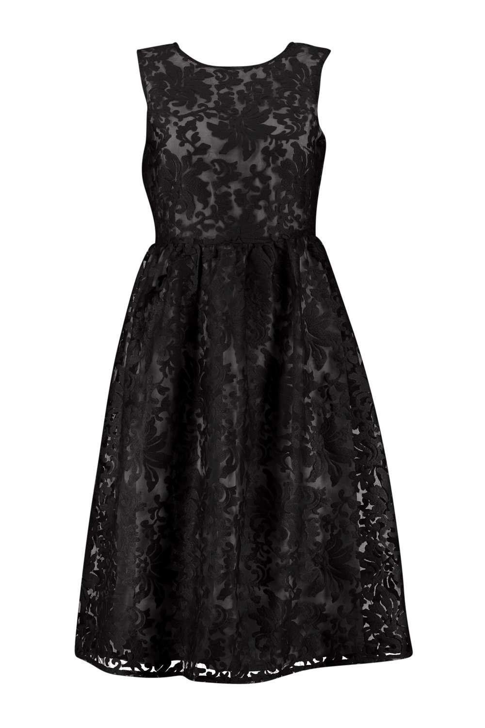 boutique embroidered organza skater dress