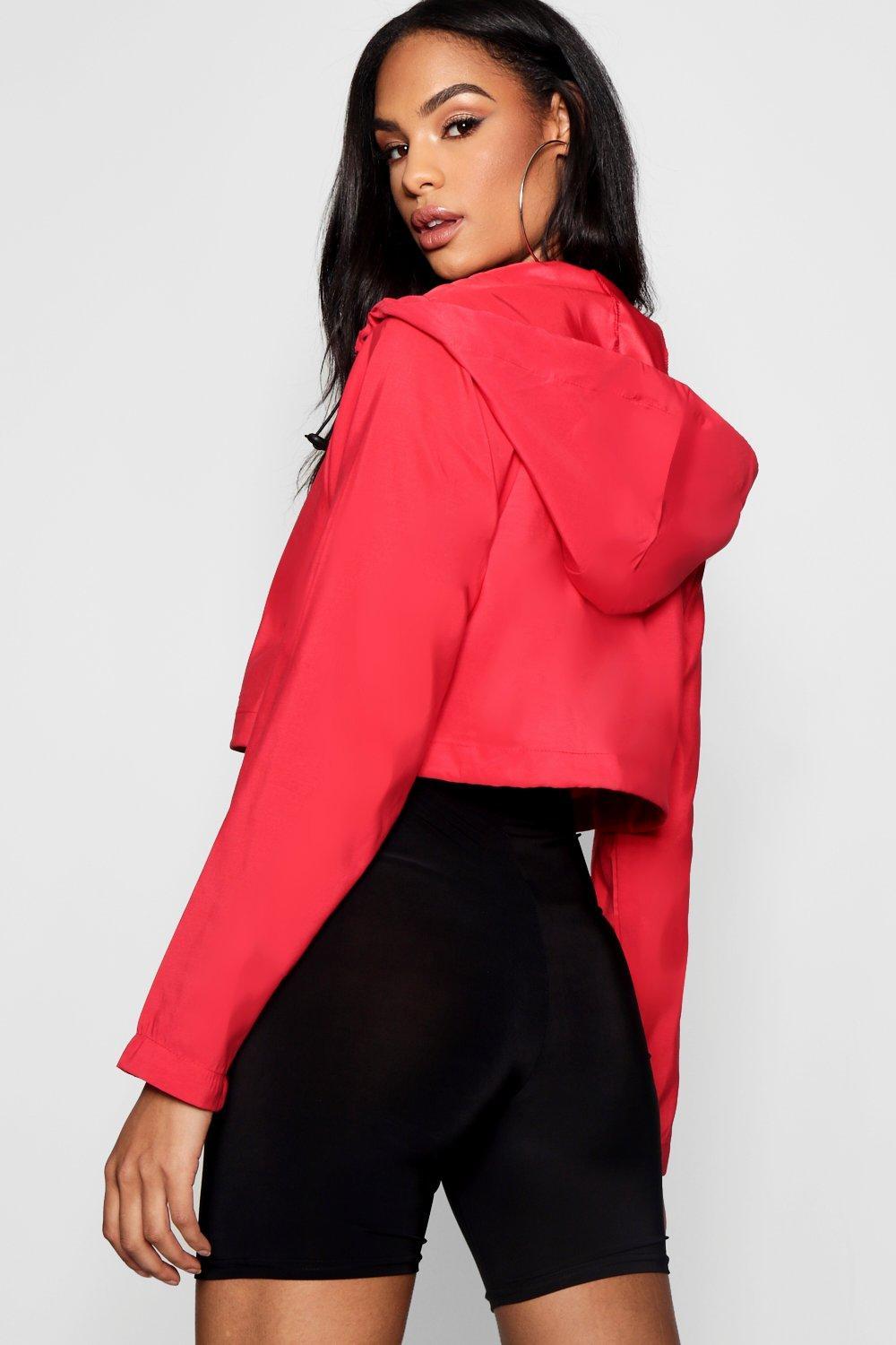 Red cropped windbreaker Clearance