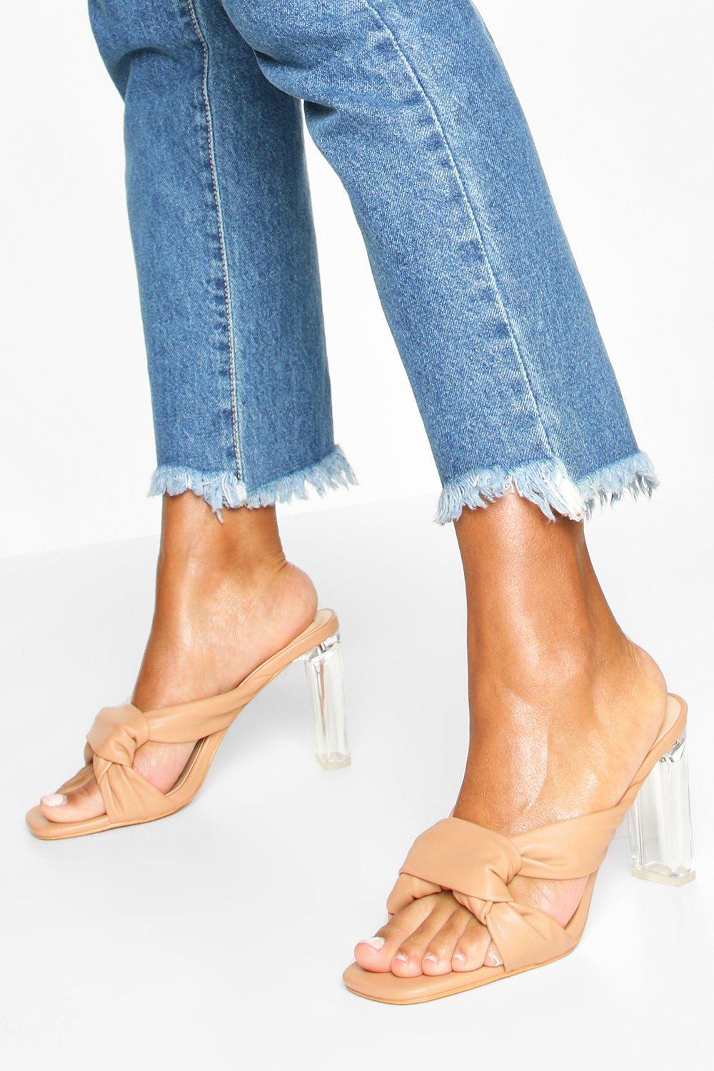 clear low heel mules