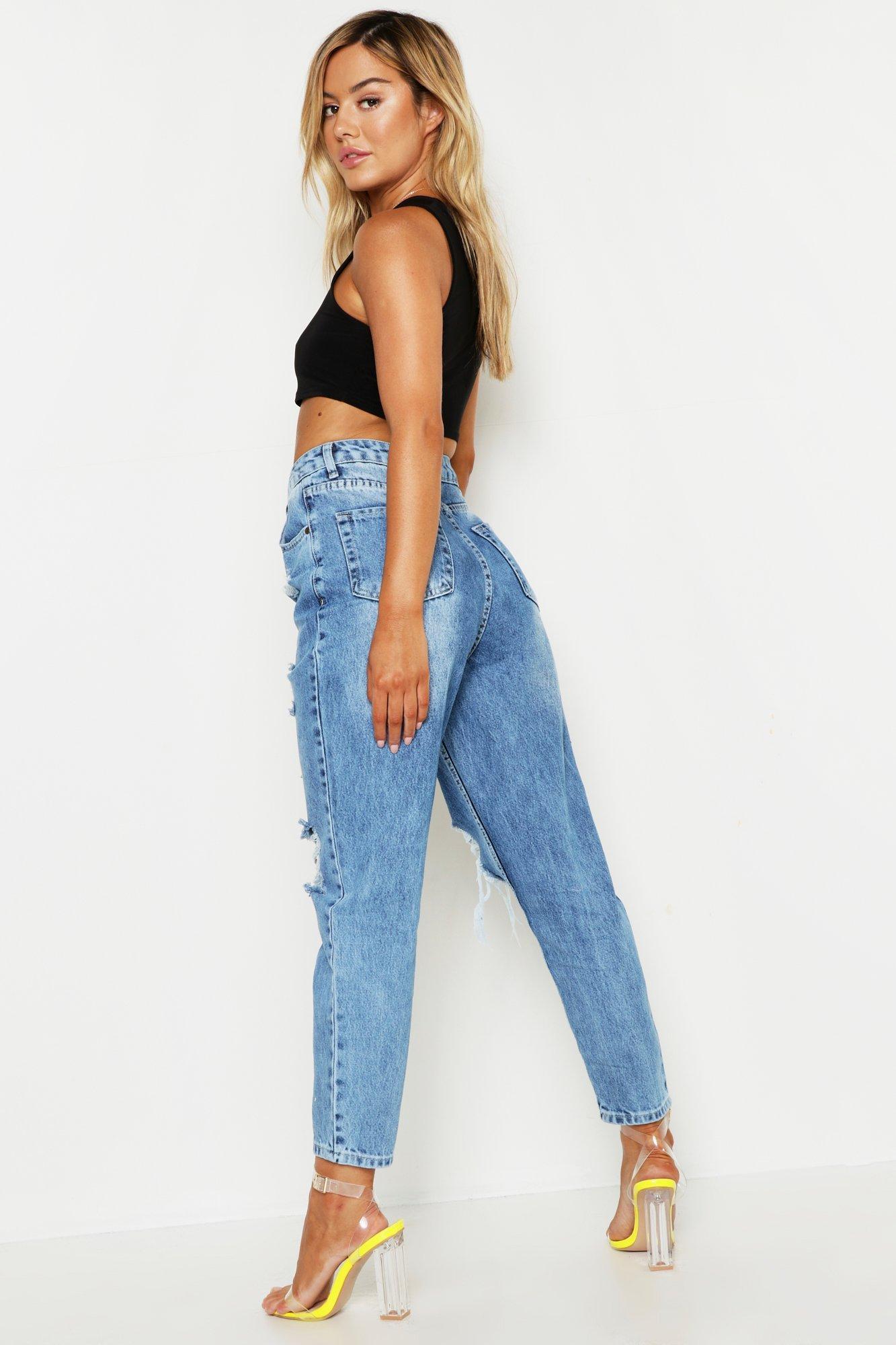 petite distressed mom jeans