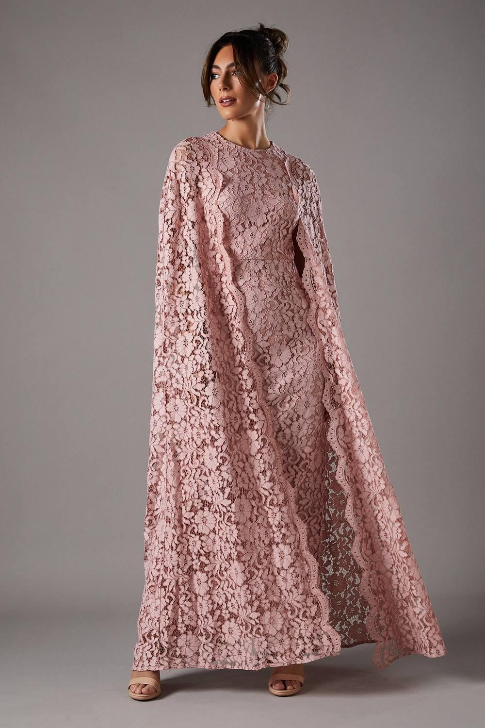 open lace back dress EAST COAST BELLA Mother Of The Bride Dress Chiffon Lace Pink Midi V Ne –  East Coast Bella Boutique main image 0