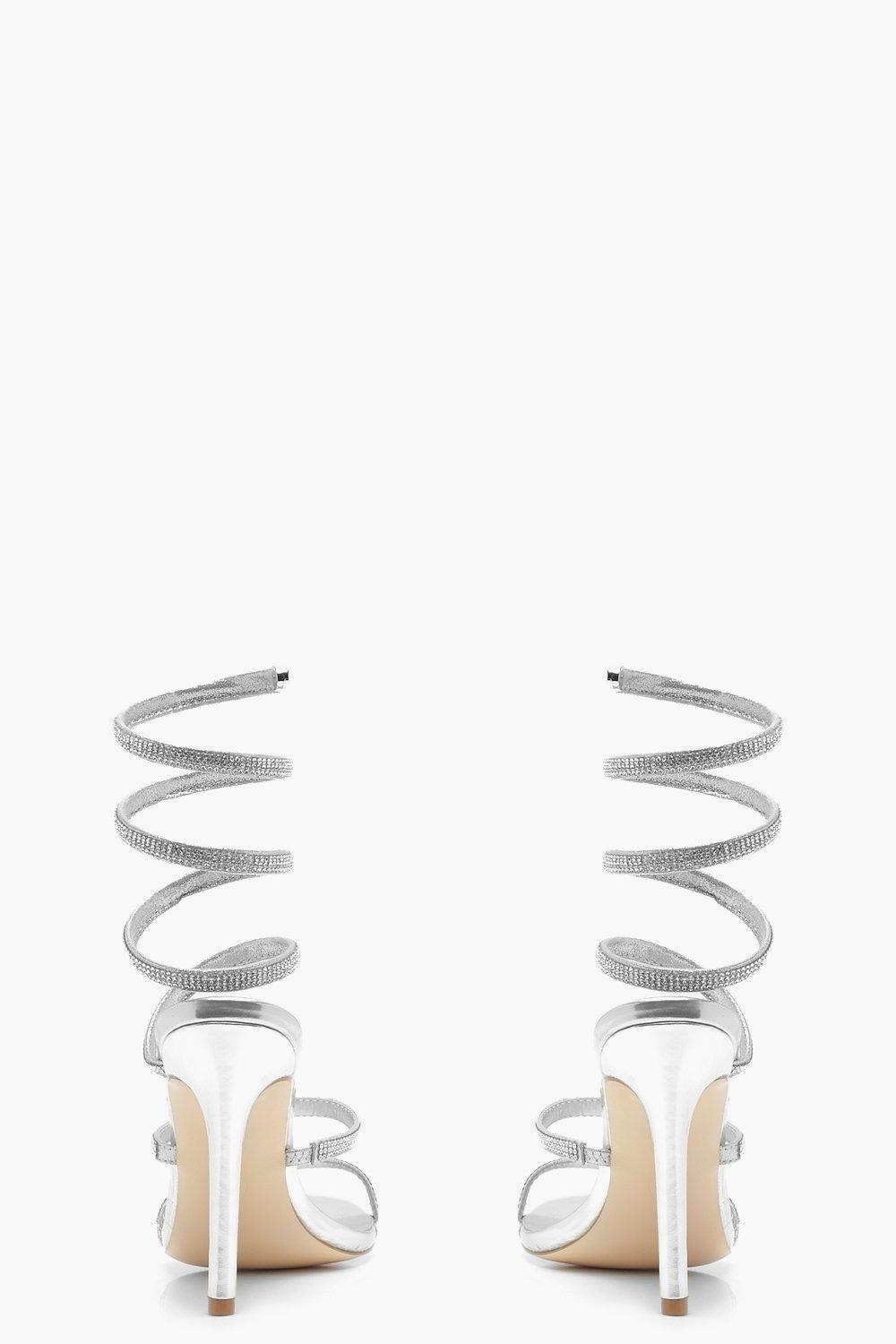spiral silver heels
