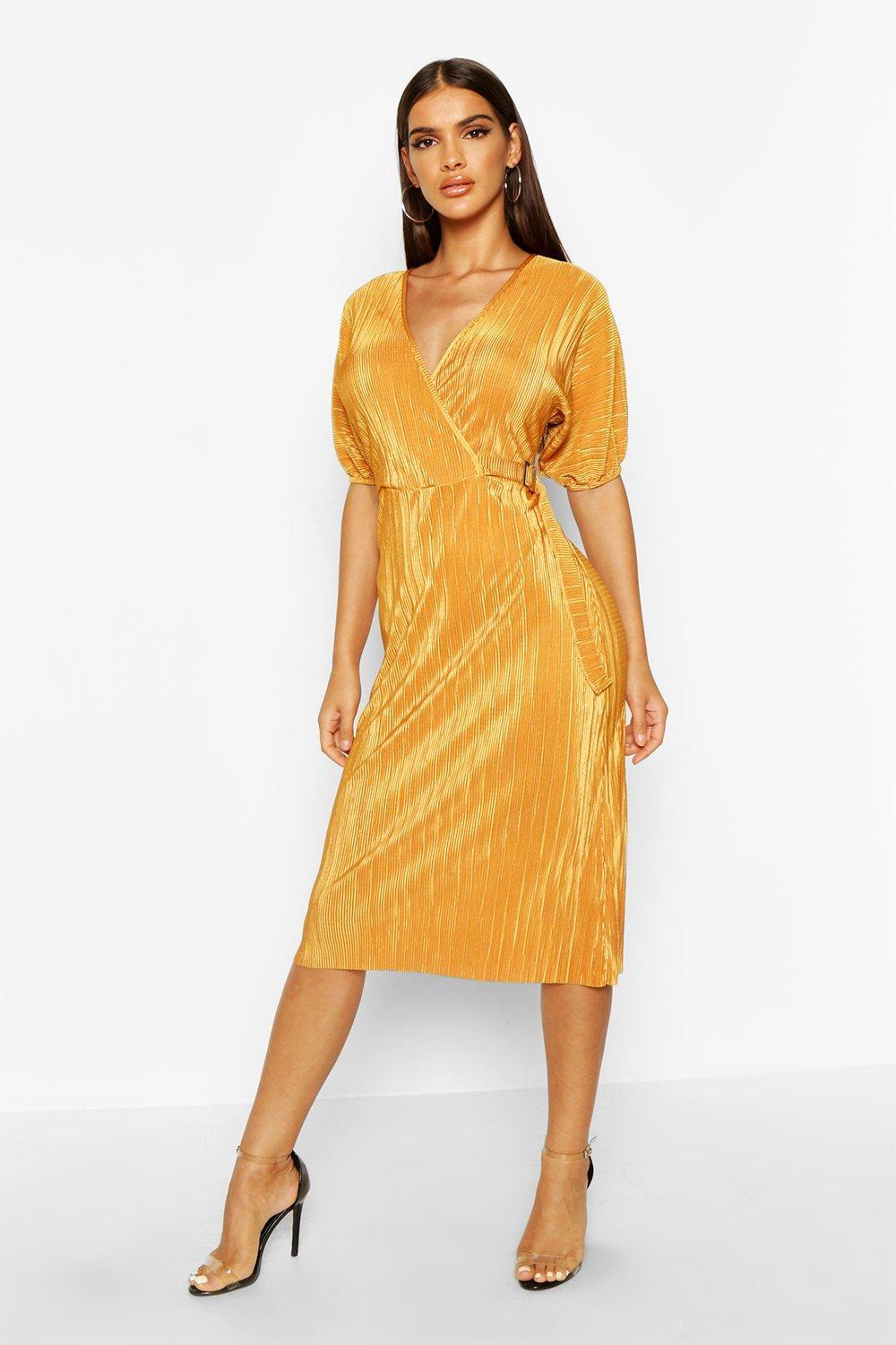 yellow plisse dress