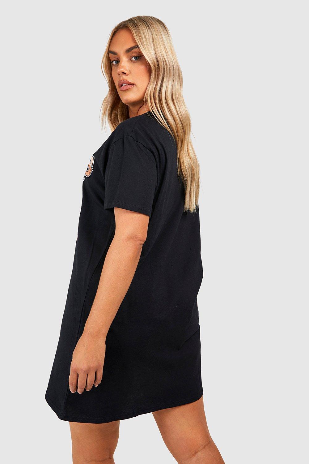 Plus Chicago Slogan Oversized T-shirt Dress