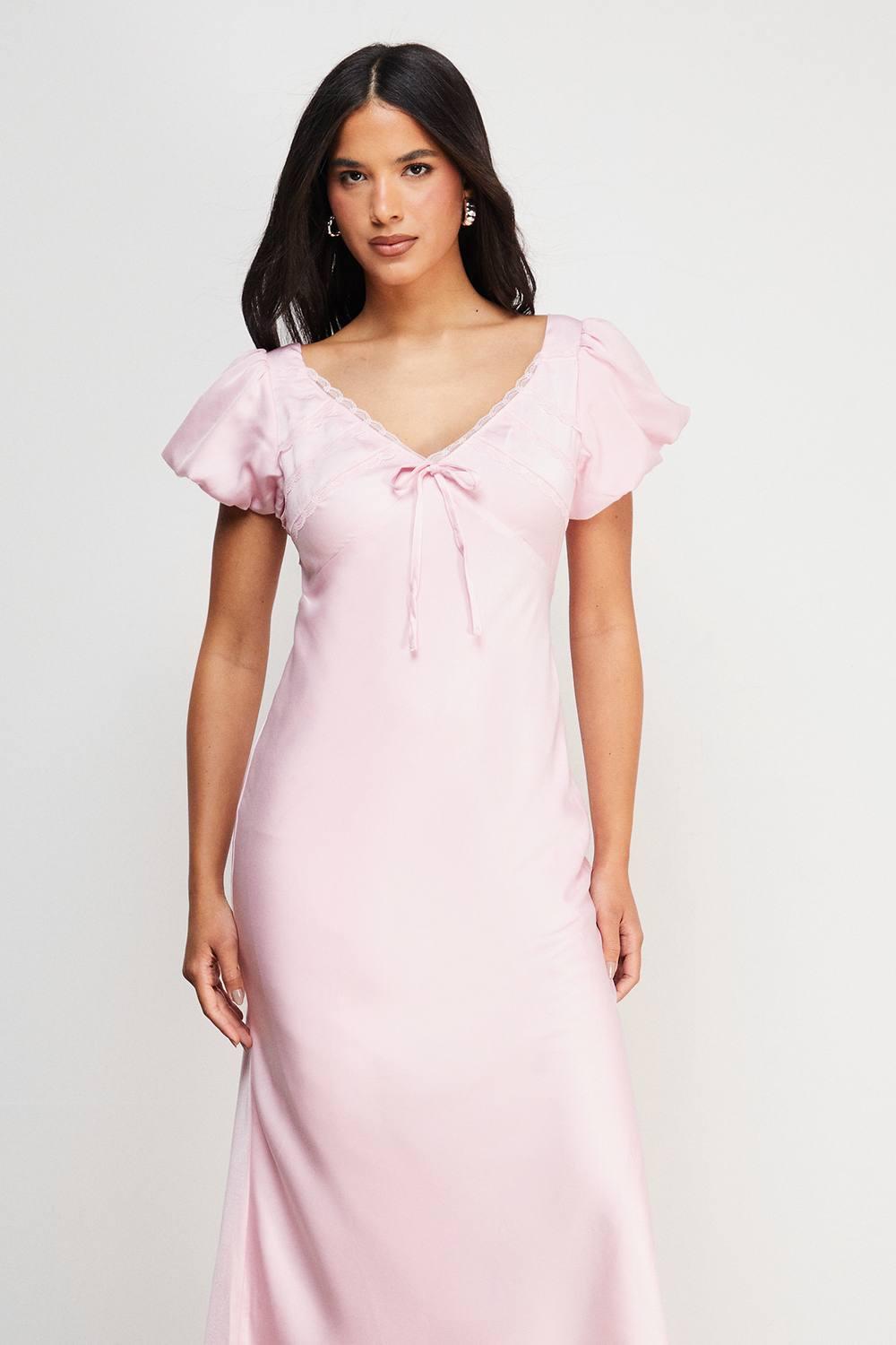 chinese dress ladies Macramé-panel Lace Cotton Flare Midi Dress