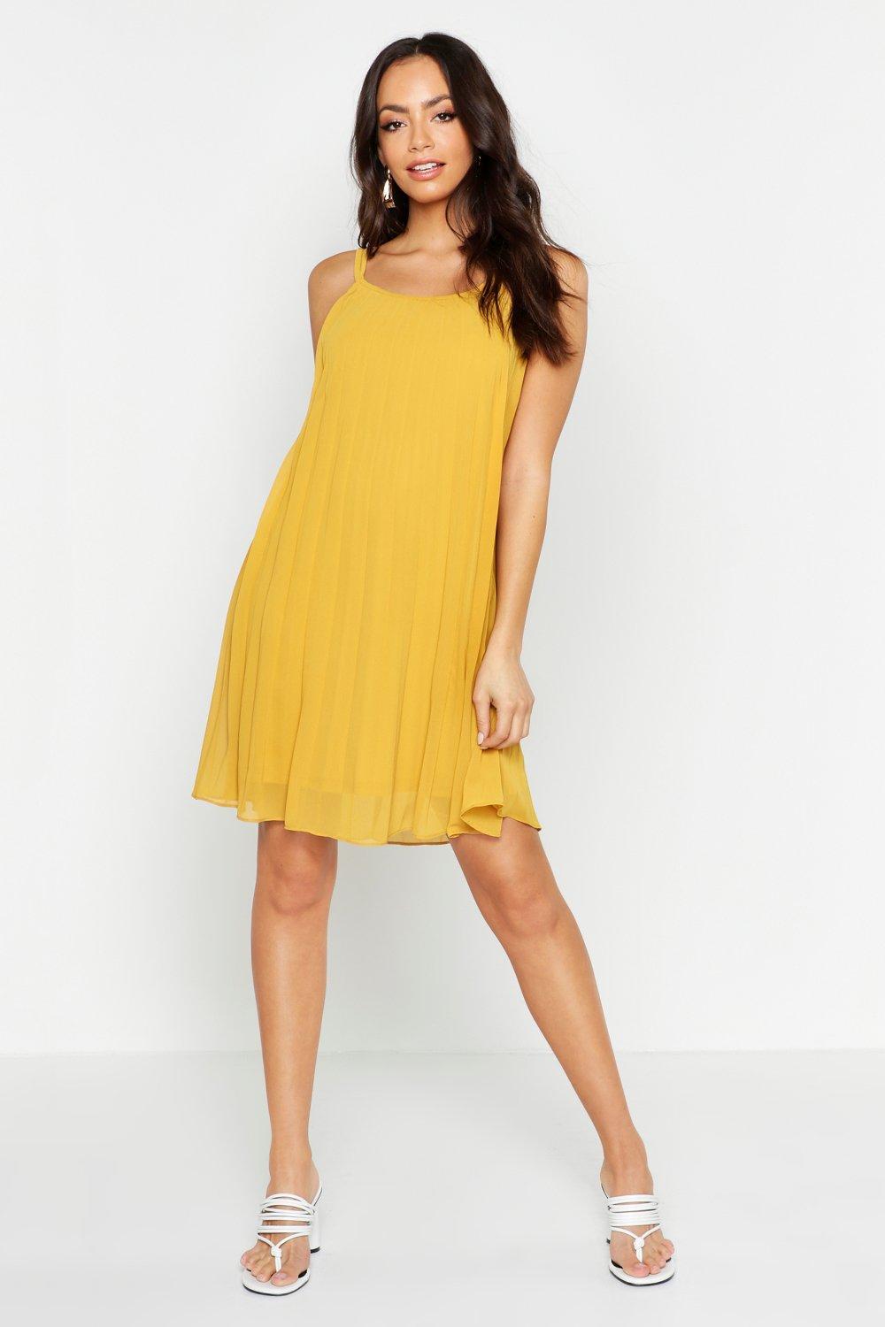 chiffon pleated swing dress