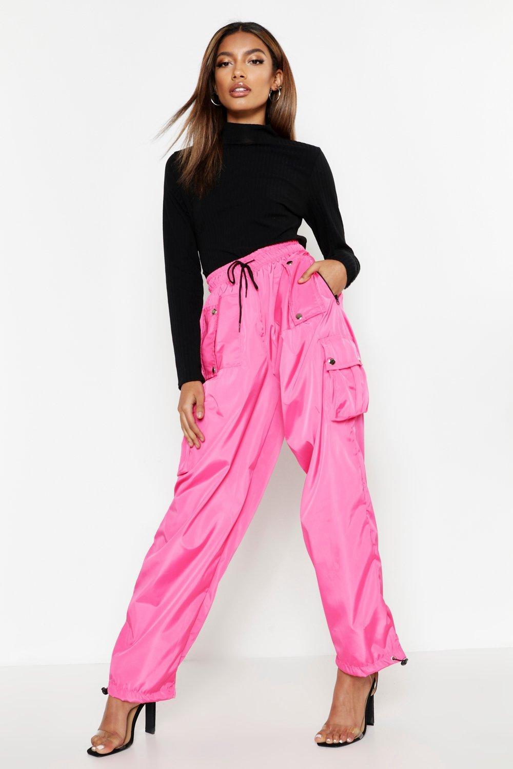 Boohoo Neon Cargo Pocket Shell Jogger in Pink | Lyst