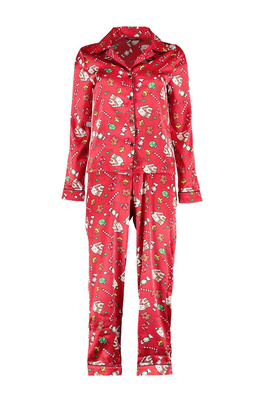 Boohoo Petite Christmas Satin Pyjamas in Red - Lyst