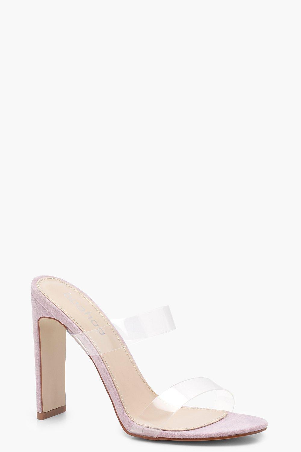 double clear band mule heels