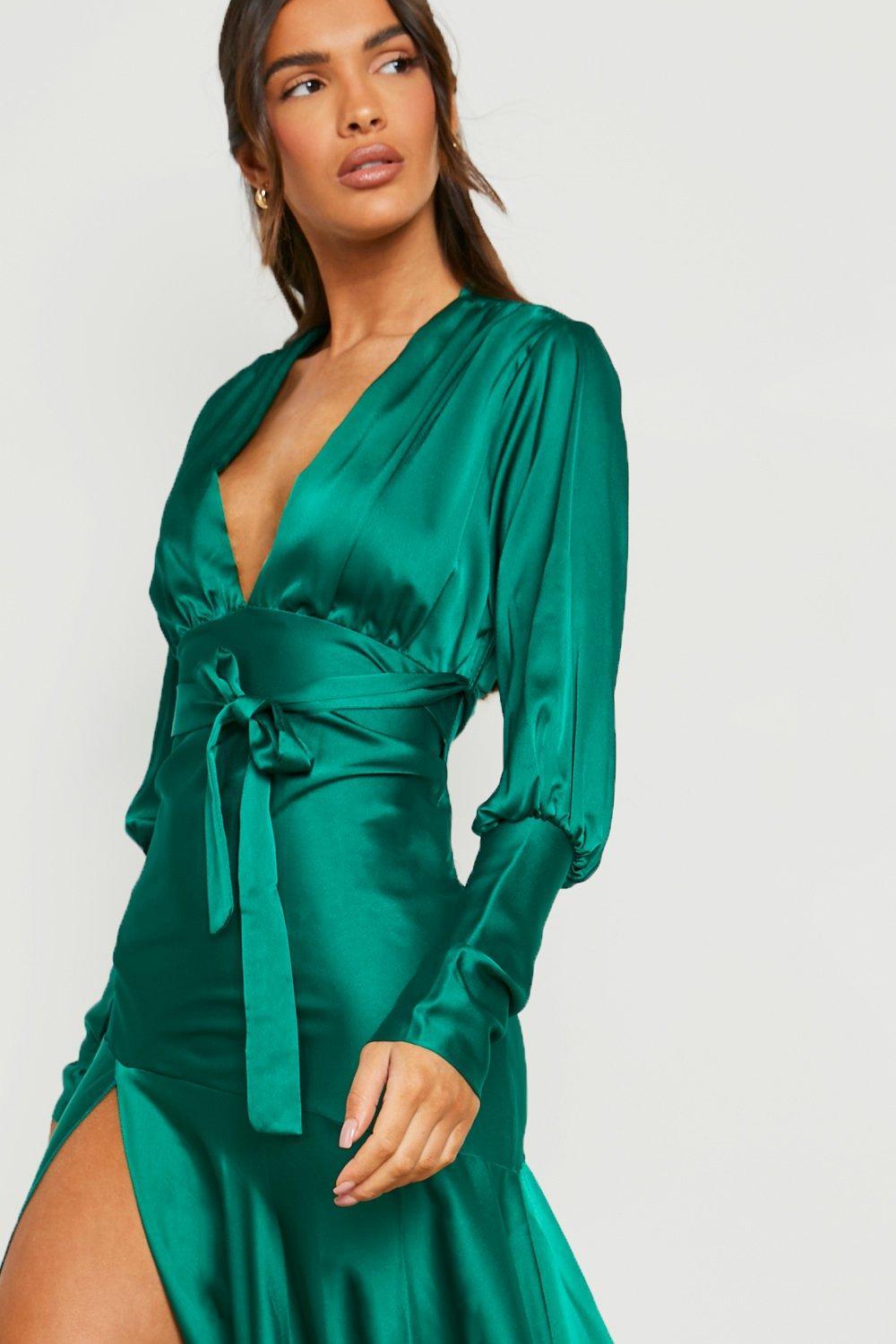 boohoo plunge neck split maxi shirt Cinosural International School