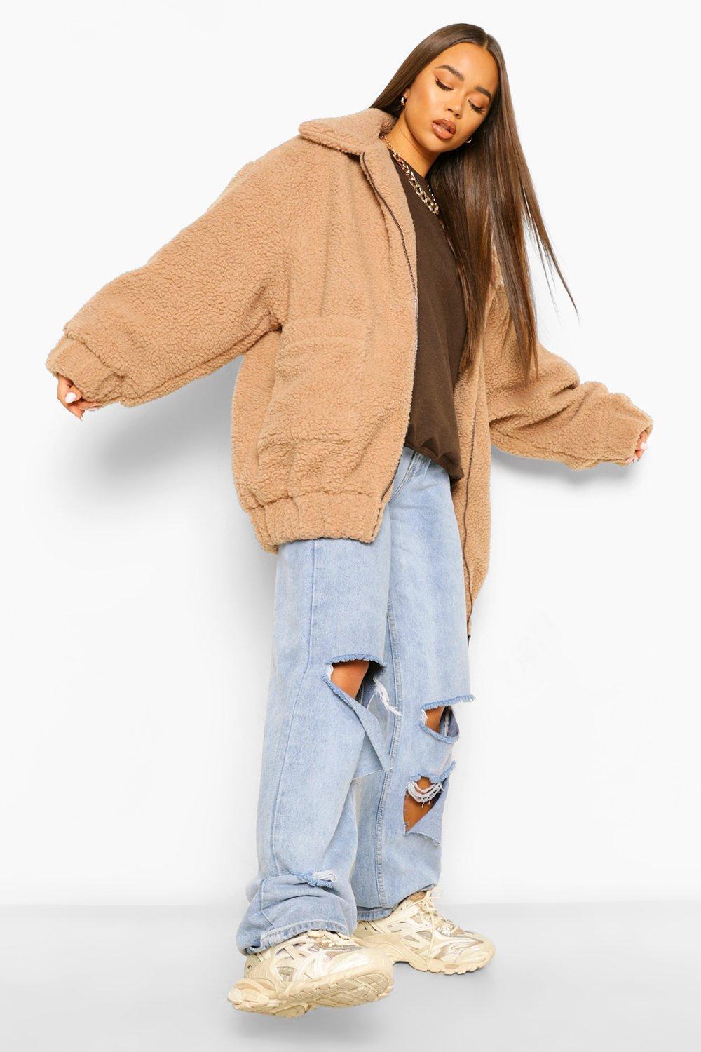 oversized teddy bomber jacket